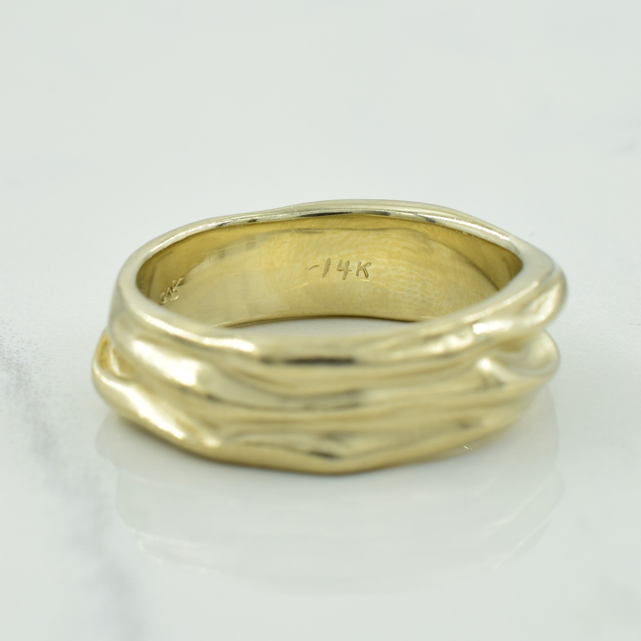 14k White Gold Textured Ring | SZ 10.25 |