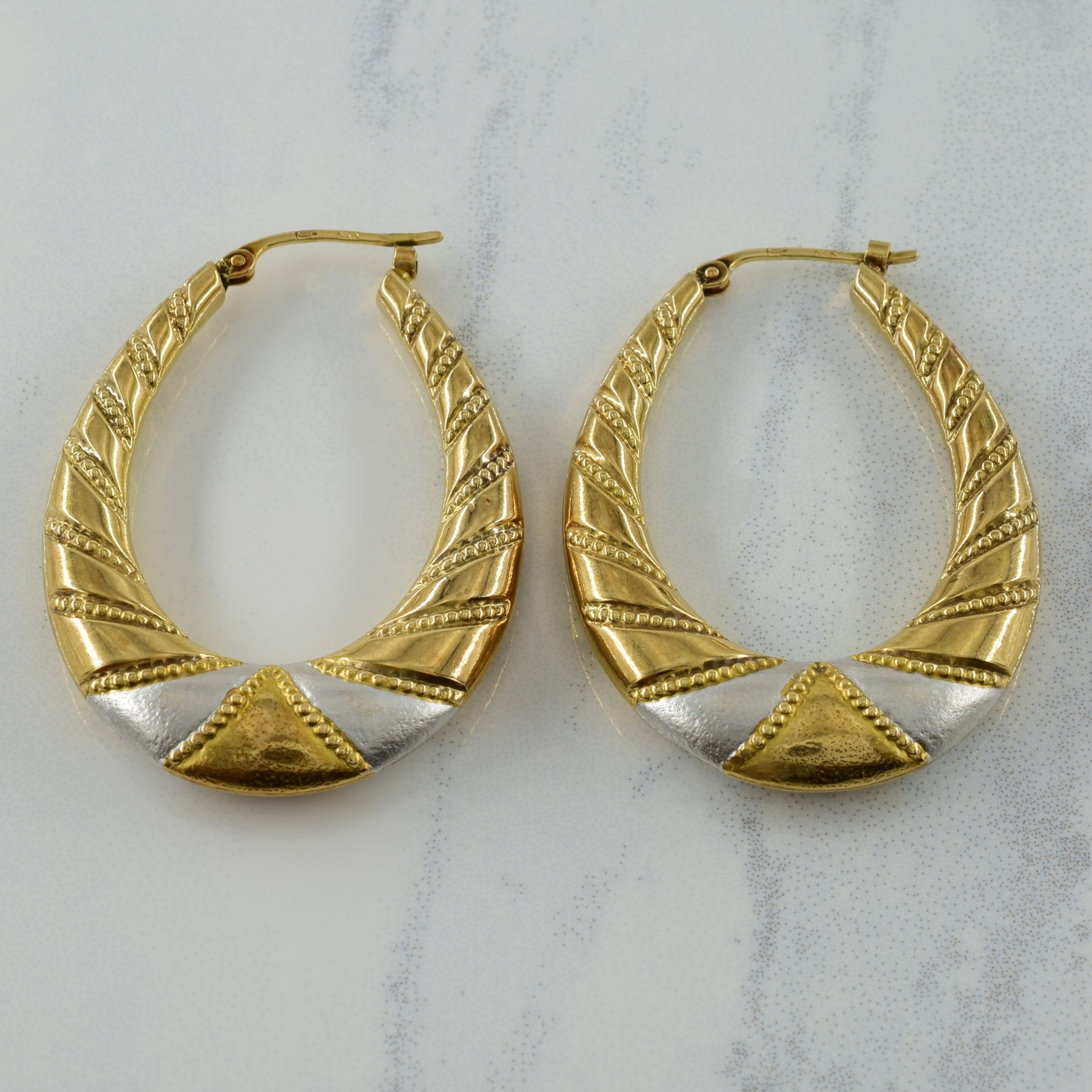 14k Two Tone Gold Hoop Earrings