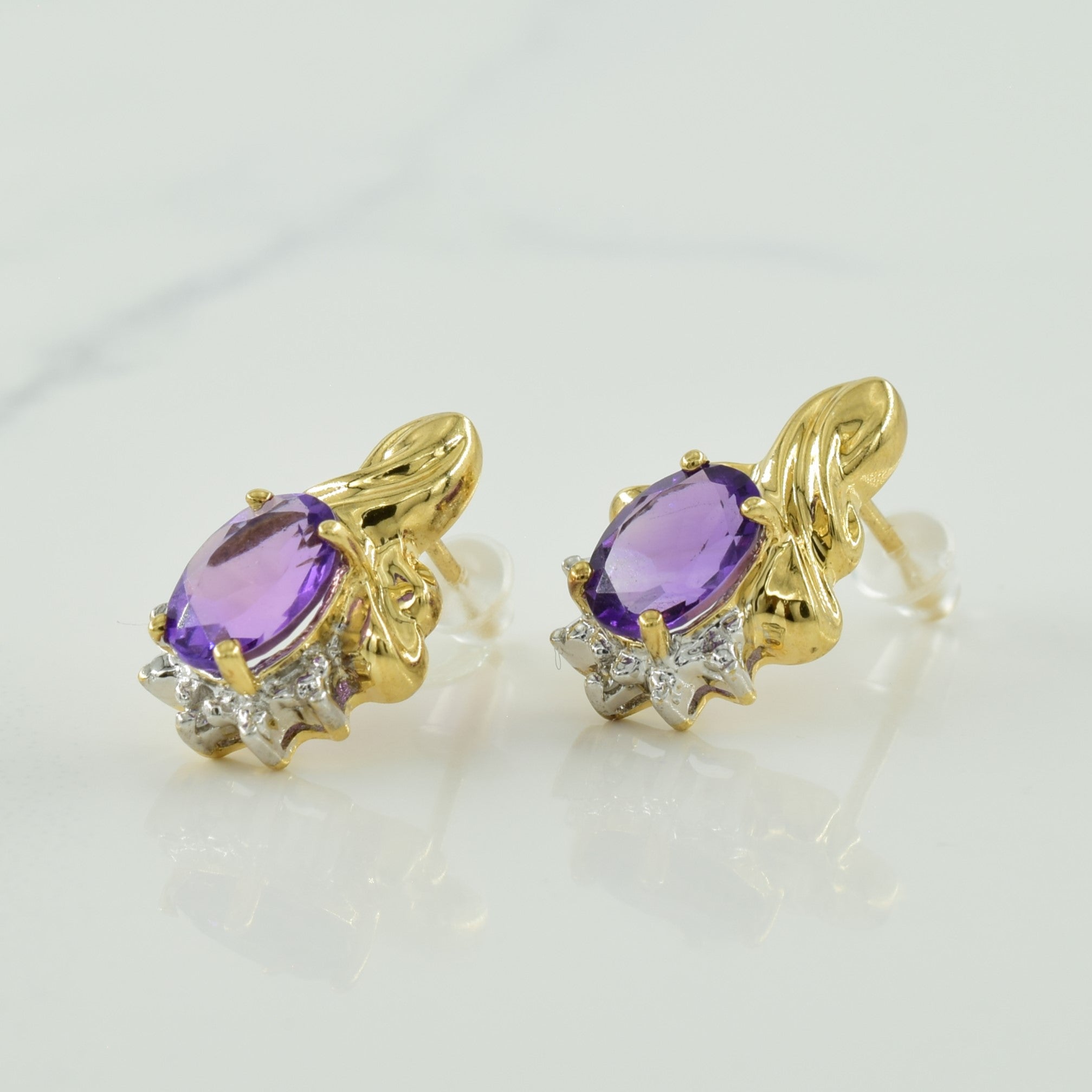 Amethyst & Diamond Ring & Earring Set | 2.20ctw, 0.02ctw | SZ 7 |