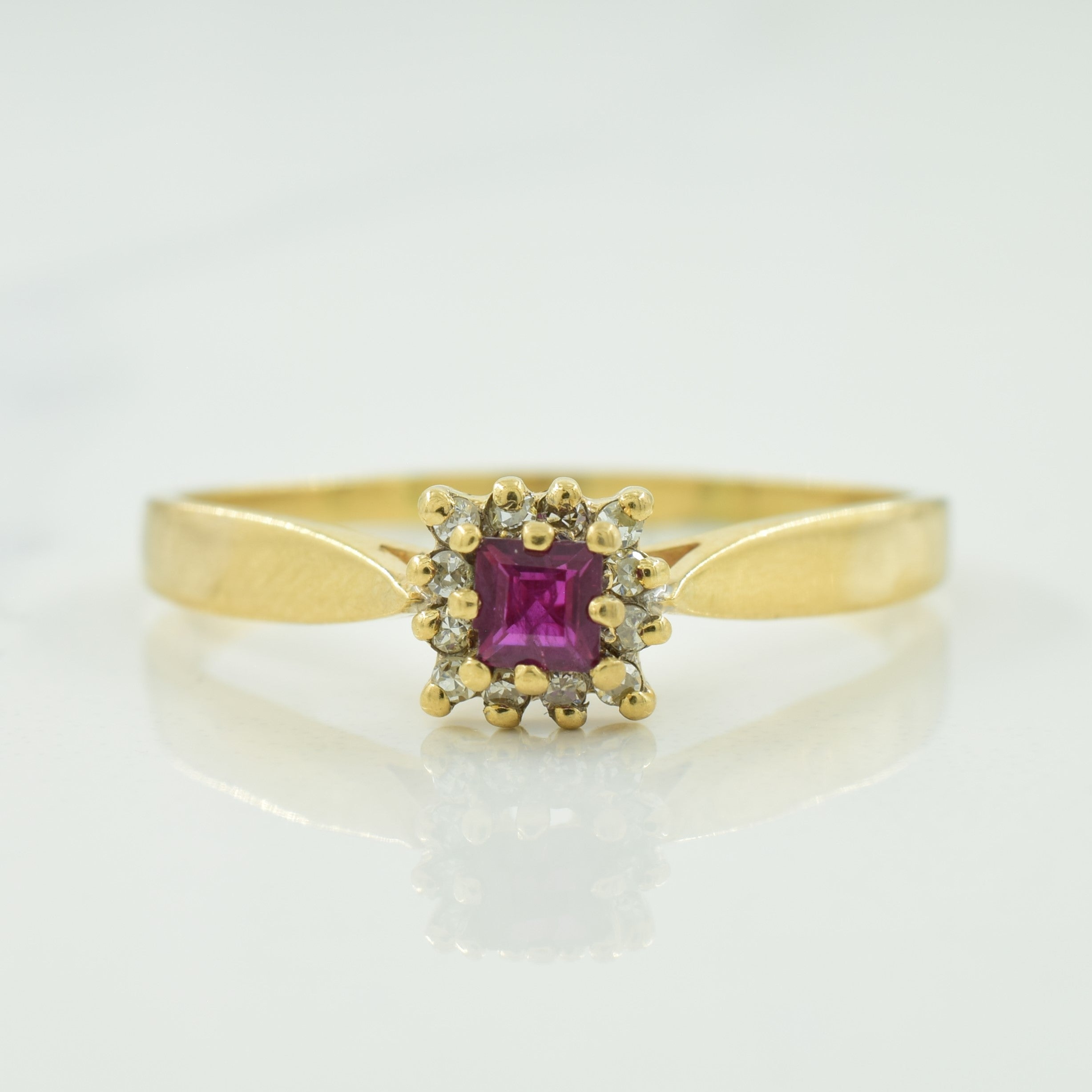 Ruby & Diamond Tapered Ring | 0.20ct, 0.06ctw | SZ 11 |
