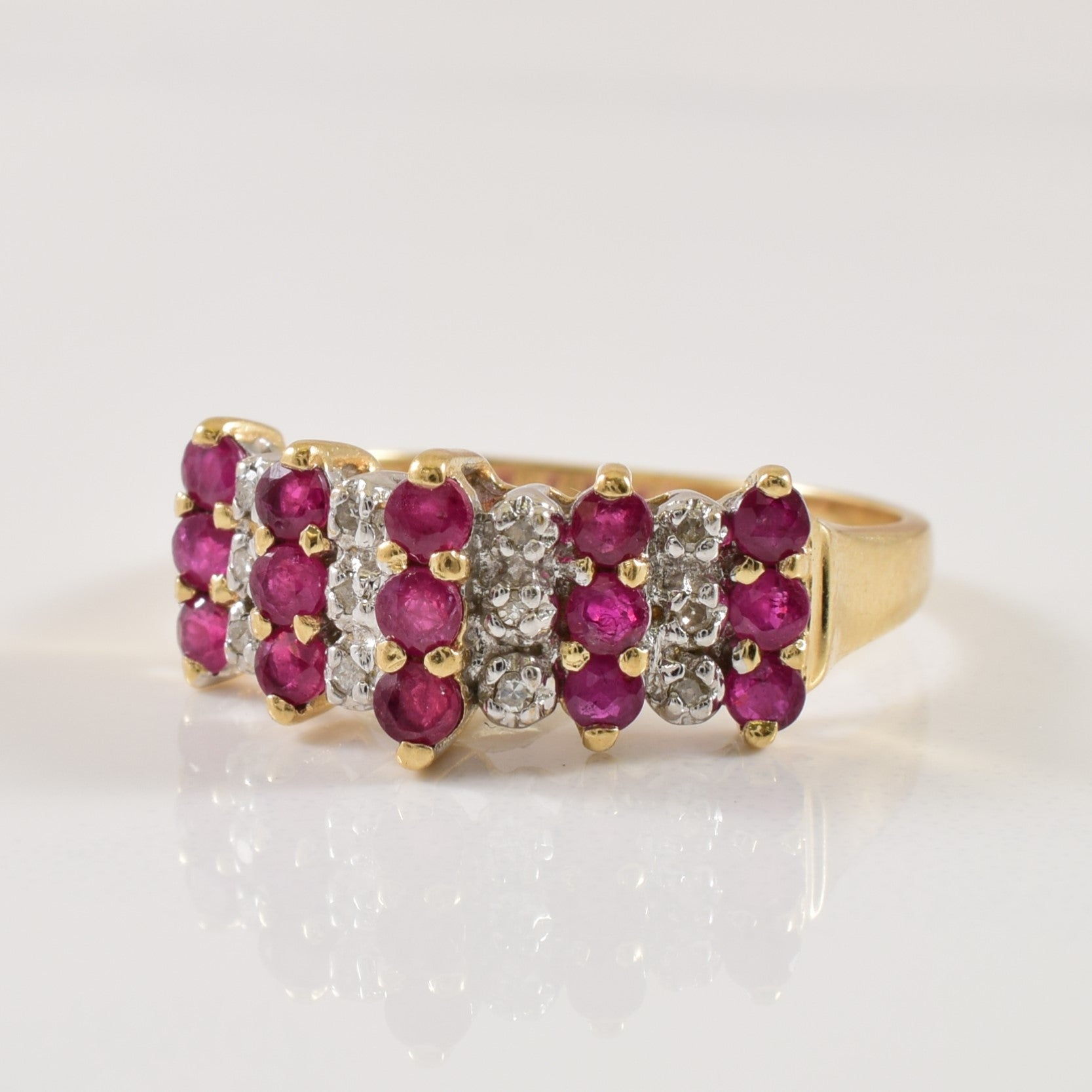 High Set Ruby & Diamond Ring | 0.75ctw, 0.05ctw | SZ 6.75 |