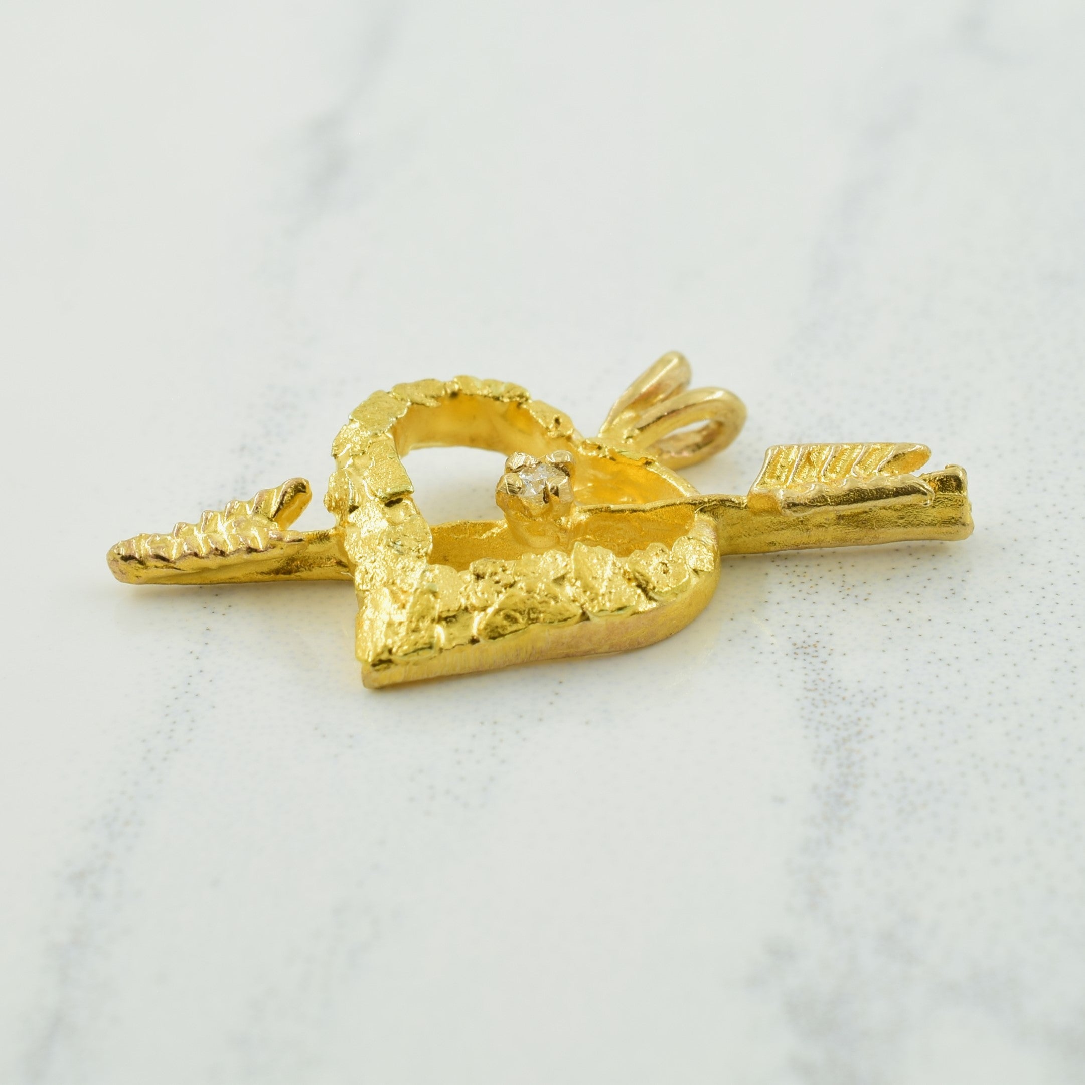 Diamond & Nugget Heart Pendant | 0.01ct |