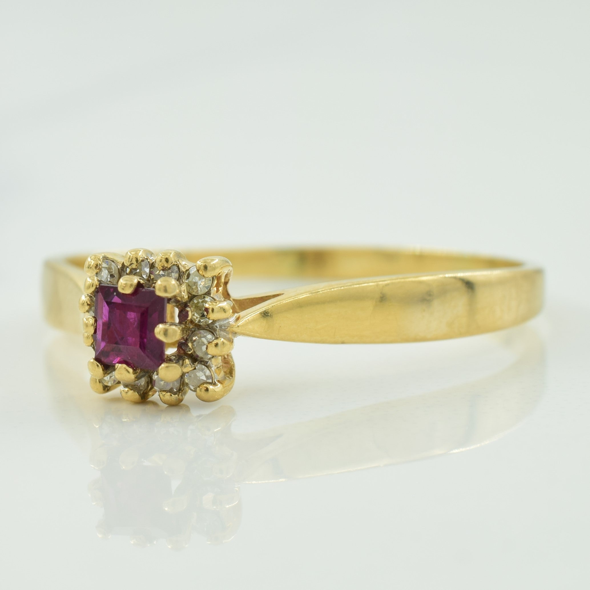 Ruby & Diamond Tapered Ring | 0.20ct, 0.06ctw | SZ 11 |