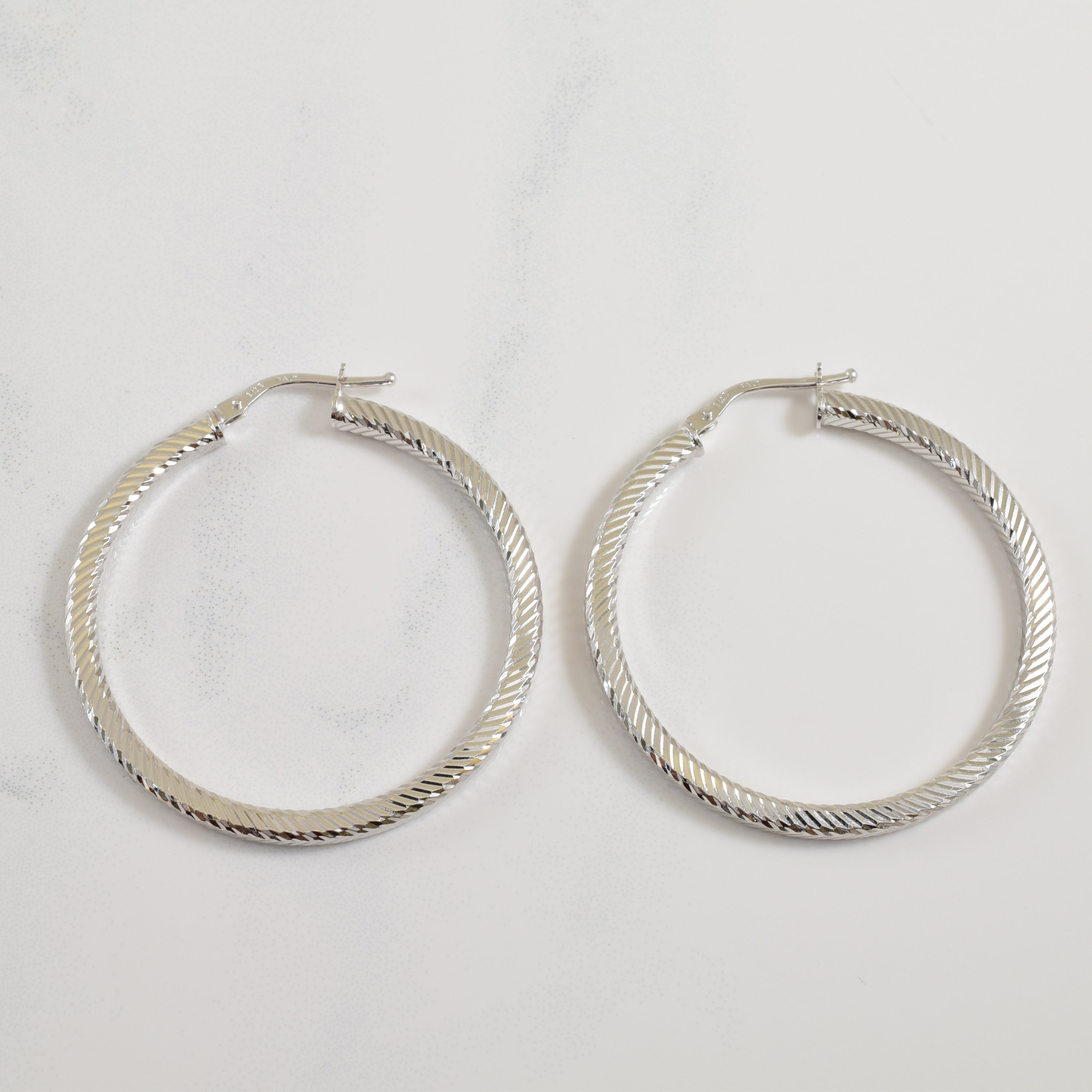 14k White Gold Hoop Earrings |