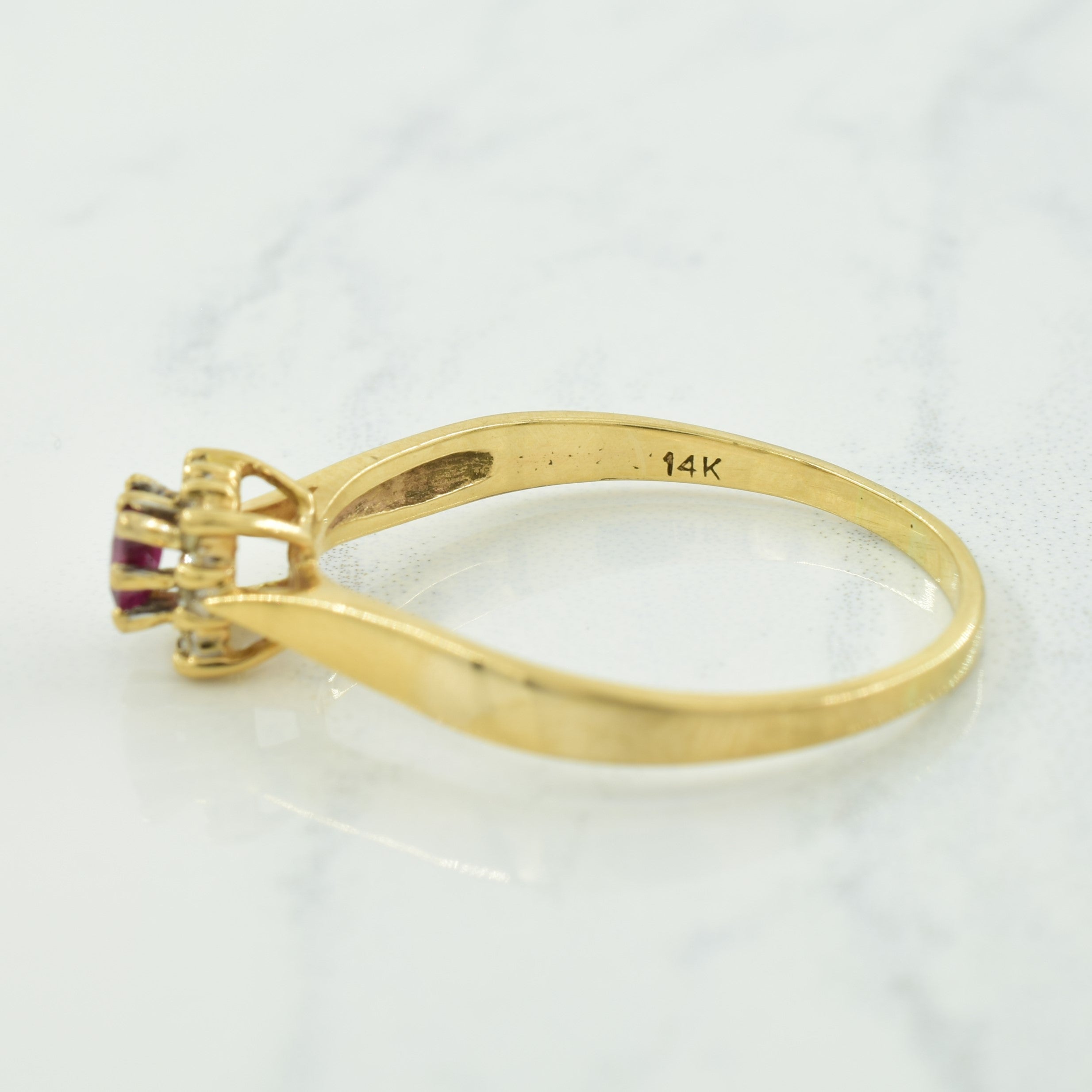 Ruby & Diamond Tapered Ring | 0.20ct, 0.06ctw | SZ 11 |