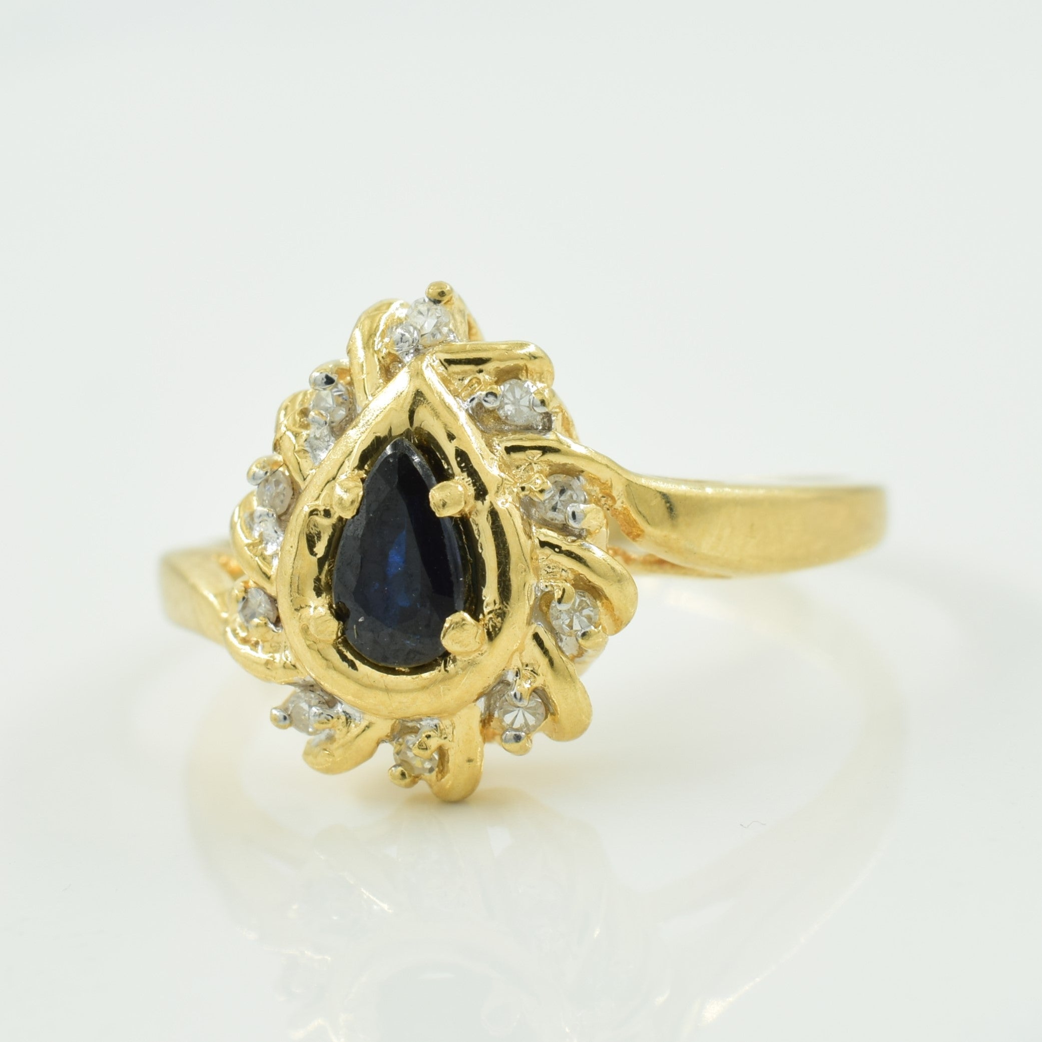 Blue Sapphire & Diamond Surround Ring | 0.22ct, 0.05ctw | SZ 6 |