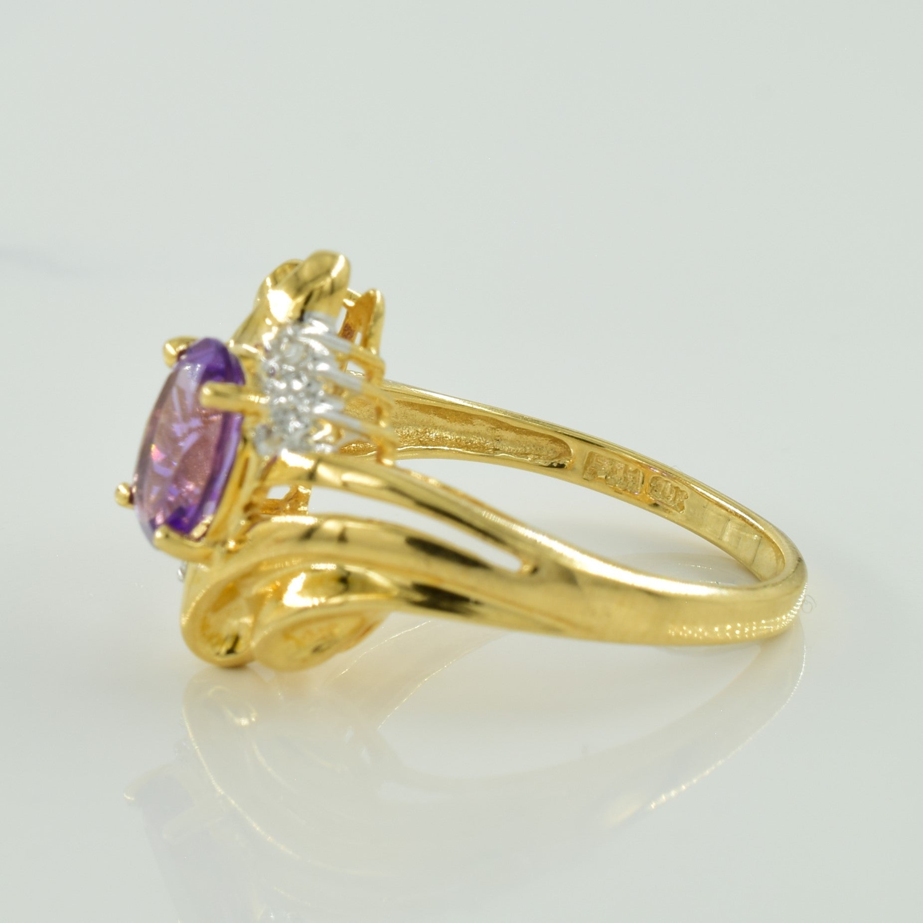 Amethyst & Diamond Ring & Earring Set | 2.20ctw, 0.02ctw | SZ 7 |