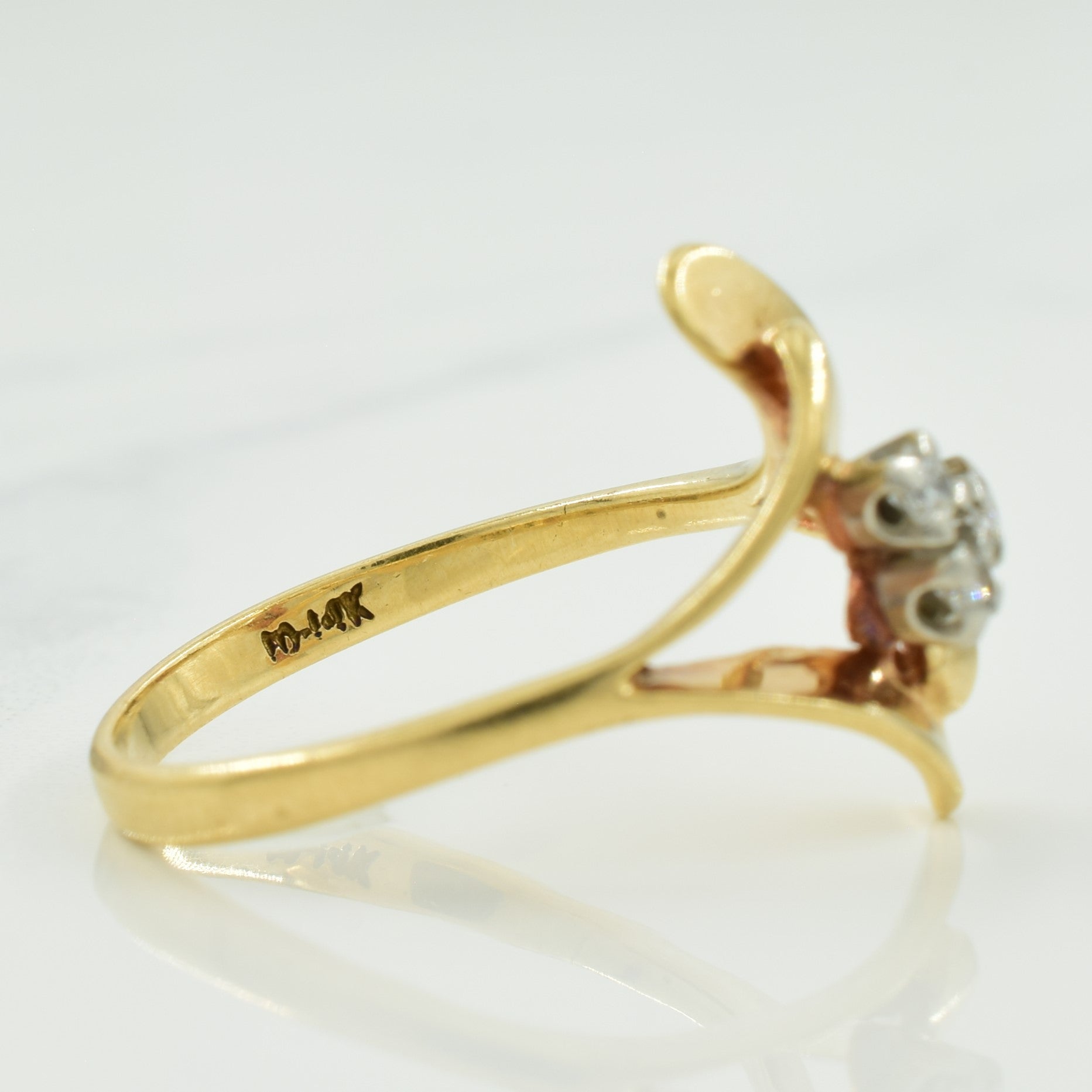 Three Stone Diamond Bypass Ring | 0.09ctw | SZ 5.75 |