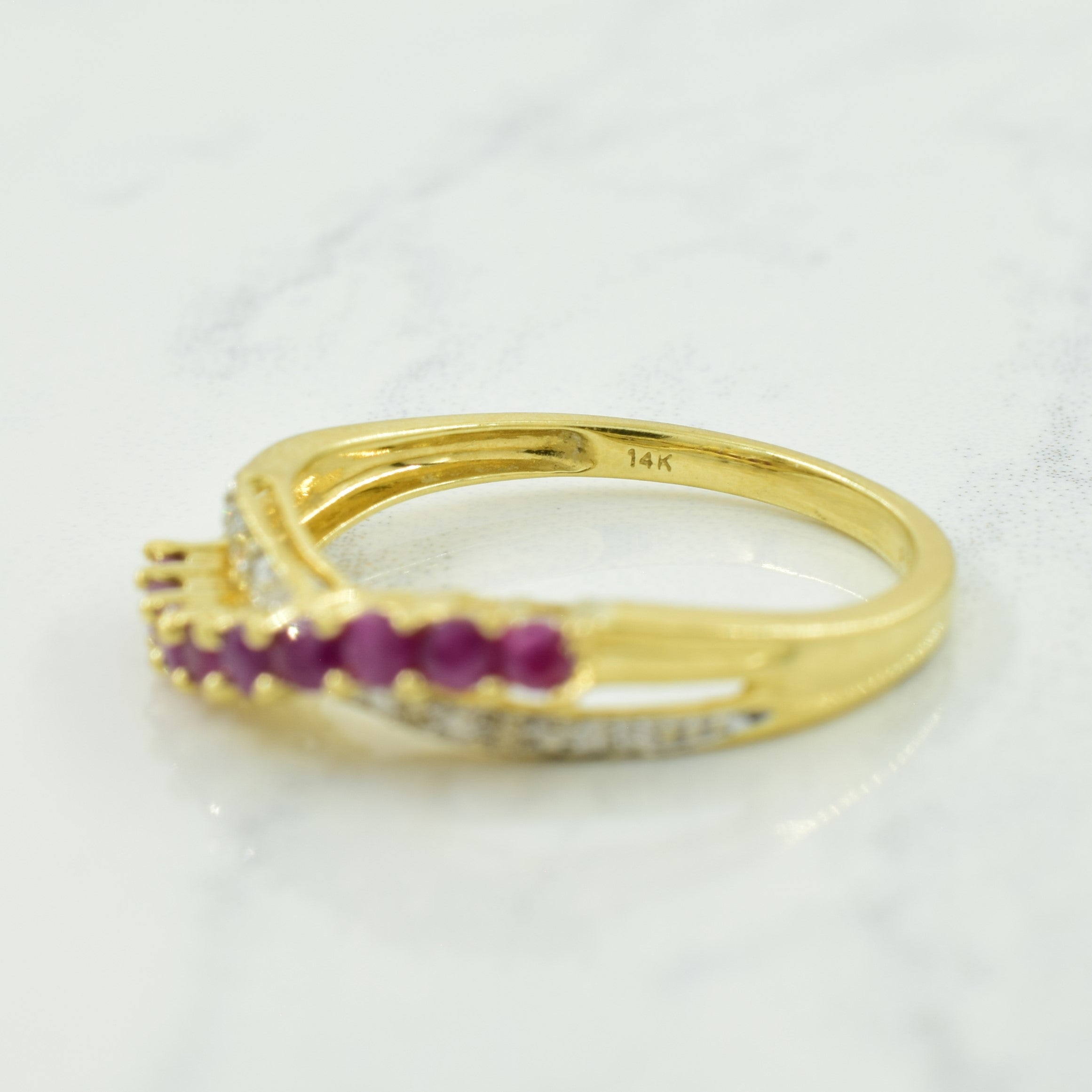 Ruby & Diamond Criss Cross Ring | 0.45ctw, 0.02ctw | SZ 7 |