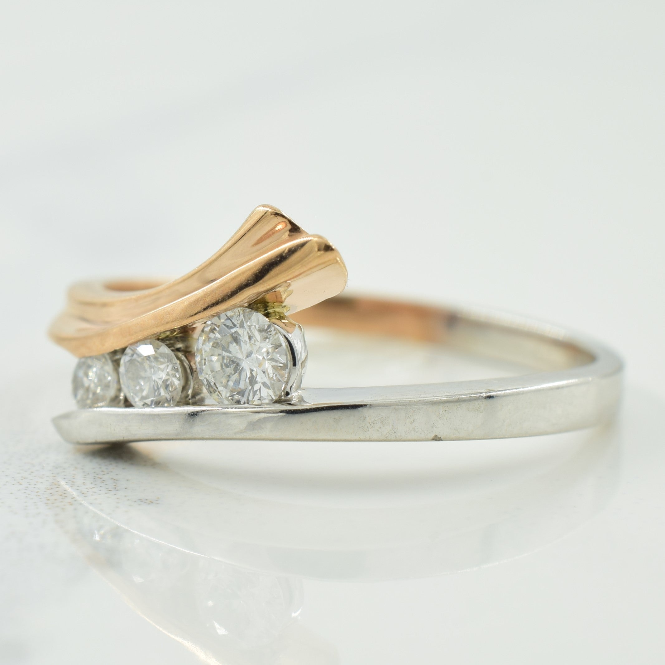 Two Tone Diamond Bypass Ring | 0.24ctw | SZ 7 |
