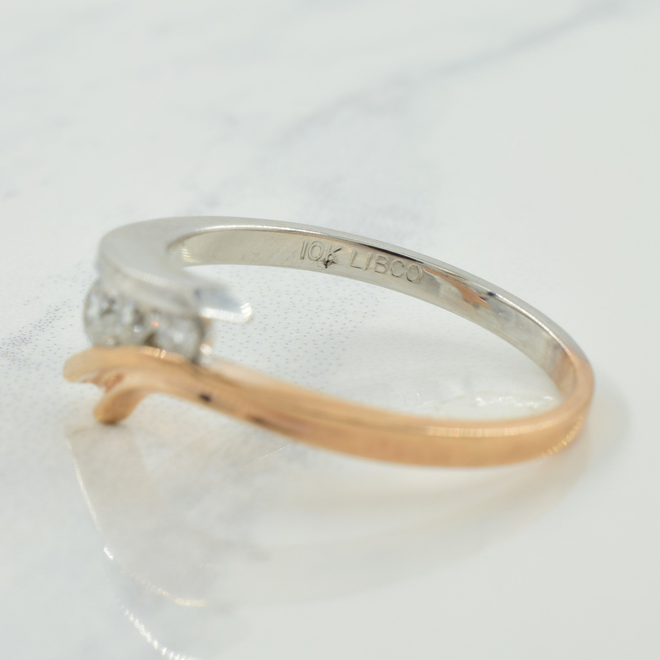 Two Tone Diamond Bypass Ring | 0.24ctw | SZ 7 |
