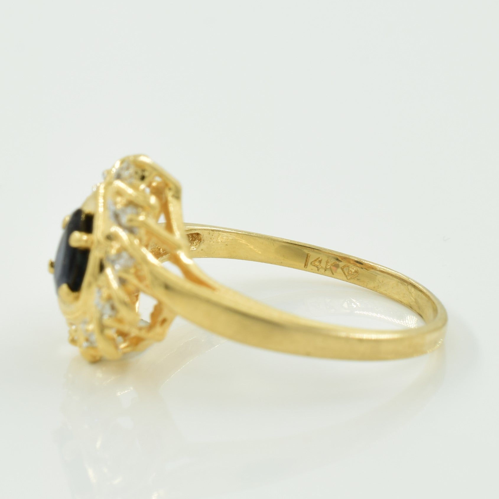 Blue Sapphire & Diamond Surround Ring | 0.22ct, 0.05ctw | SZ 6 |