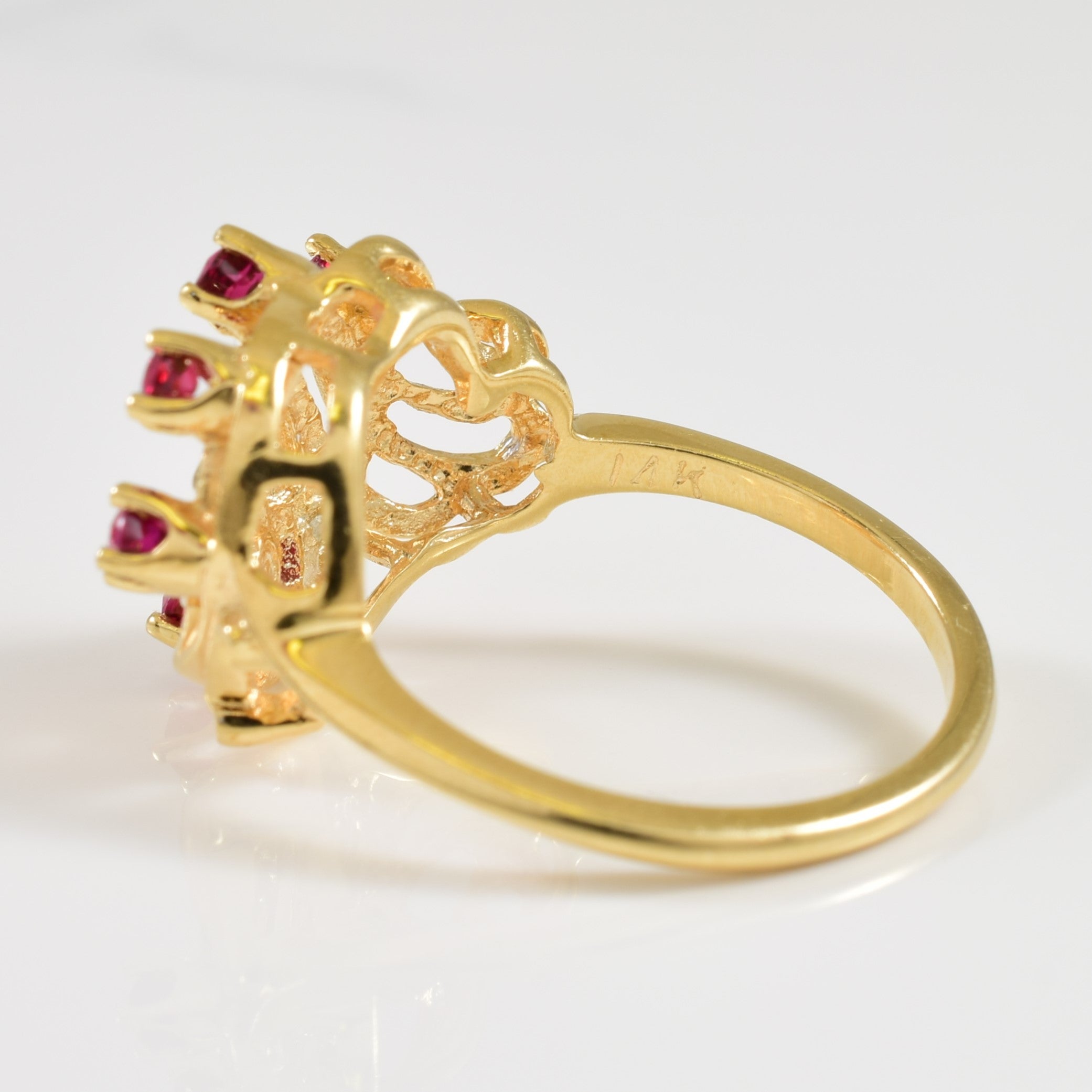 Abstract Ruby & Diamond Cocktail Ring | 0.25ctw, 0.03ct | SZ 7 |
