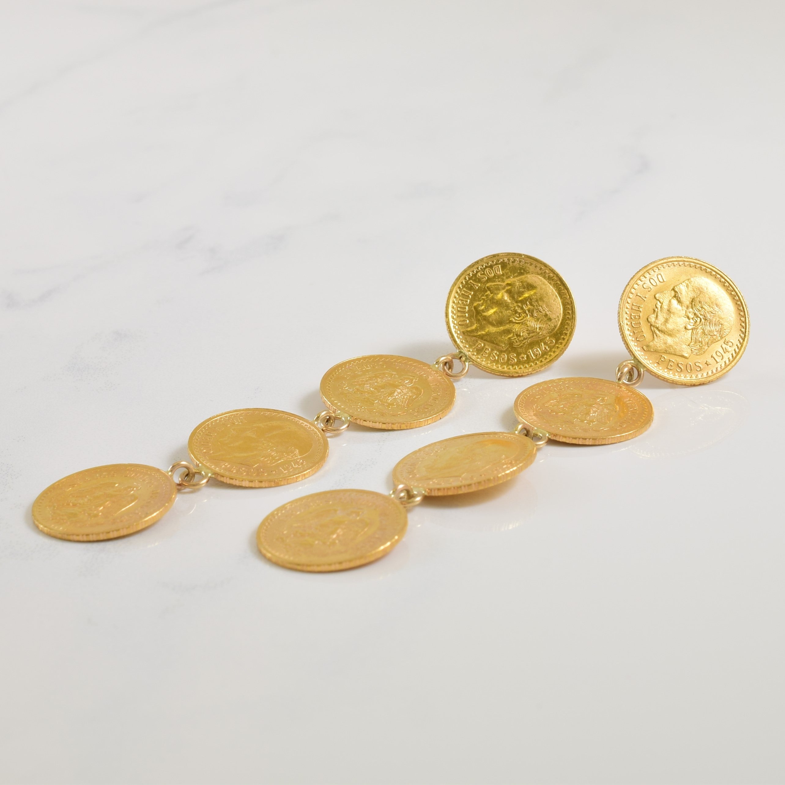 22k Yellow Gold Coin Drop Earrings |