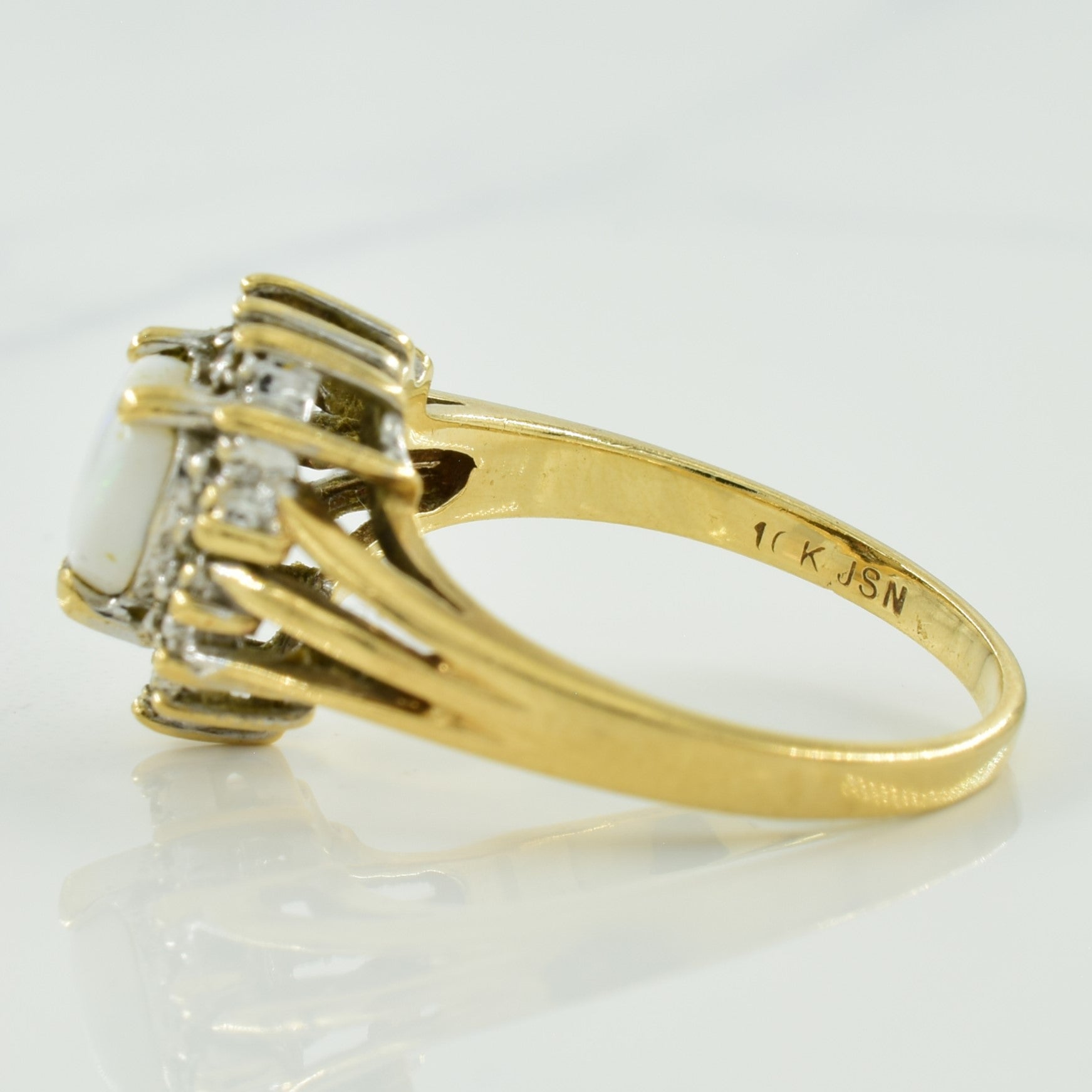 Heart Shaped Opal & Diamond Ring | 0.30ct, 0.10ctw | SZ 6.25 |