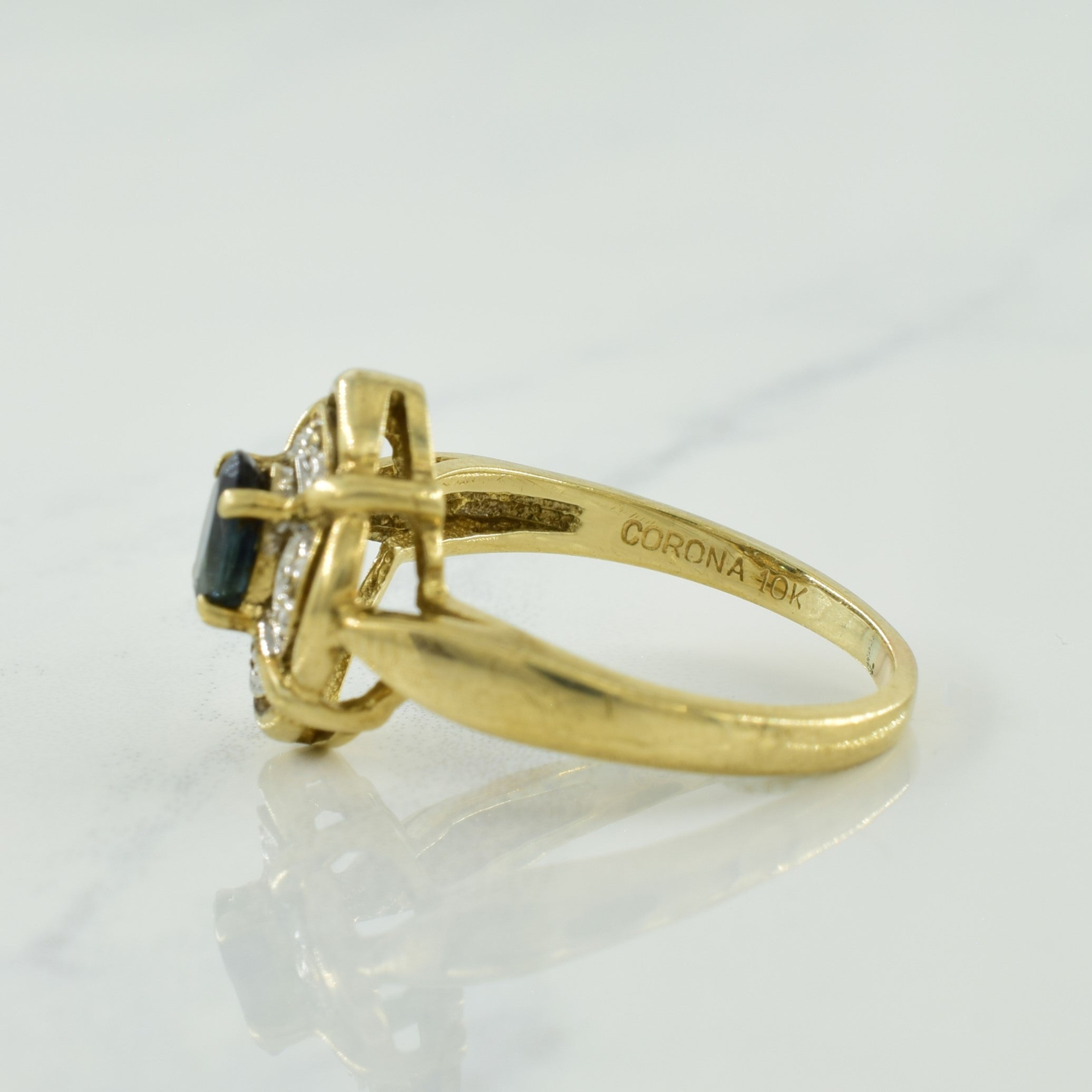 Blue Sapphire & Diamond Halo Ring | 0.50ct, 0.02ctw | SZ 7 |