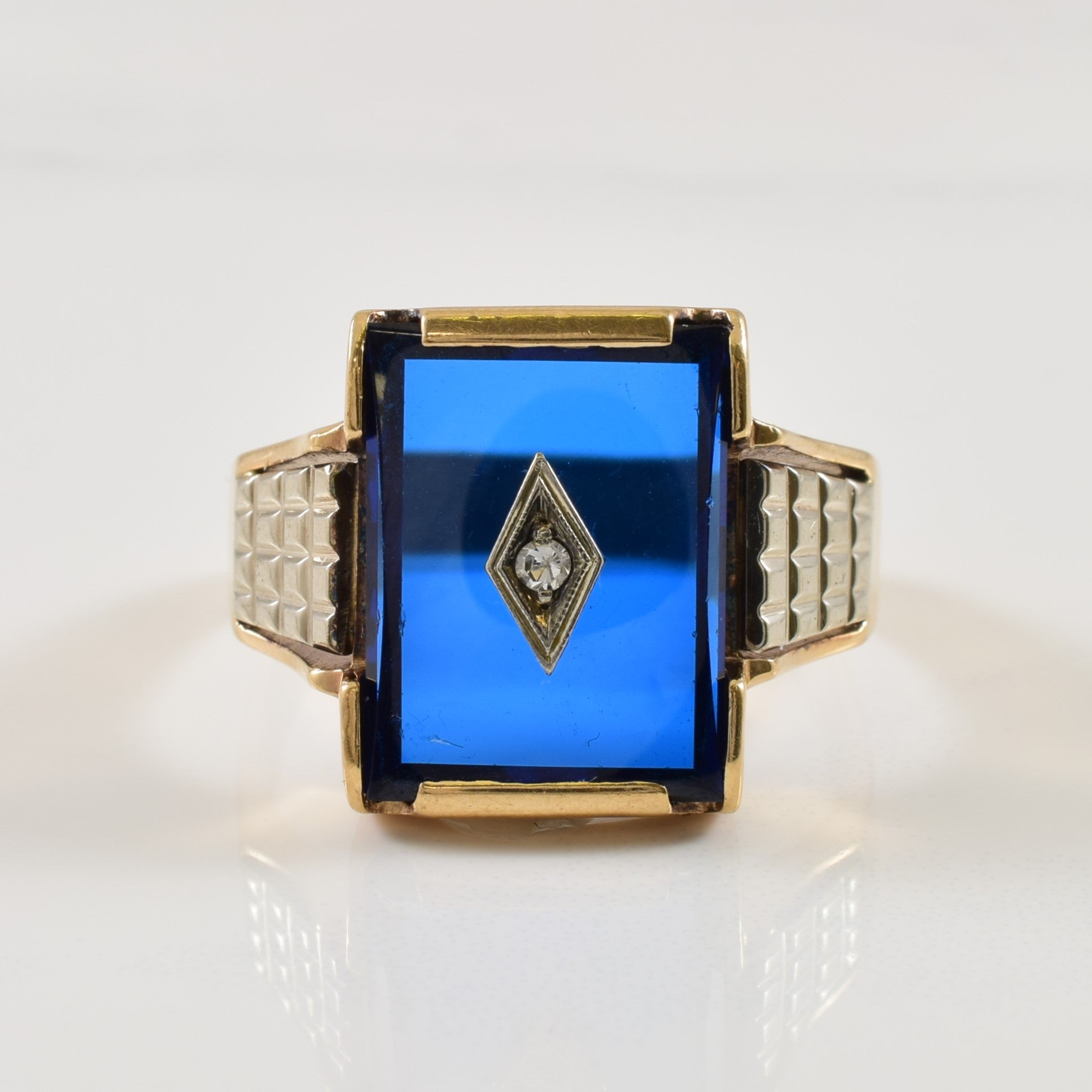 Synthetic Blue Spinel & Diamond Ring | 9.00ct, 0.02ct | SZ 12 |