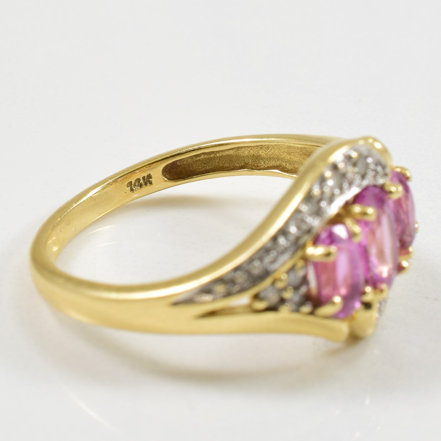 Pink Sapphire & Diamond Bypass Ring | 1.00ctw, 0.09ctw | SZ 6 |