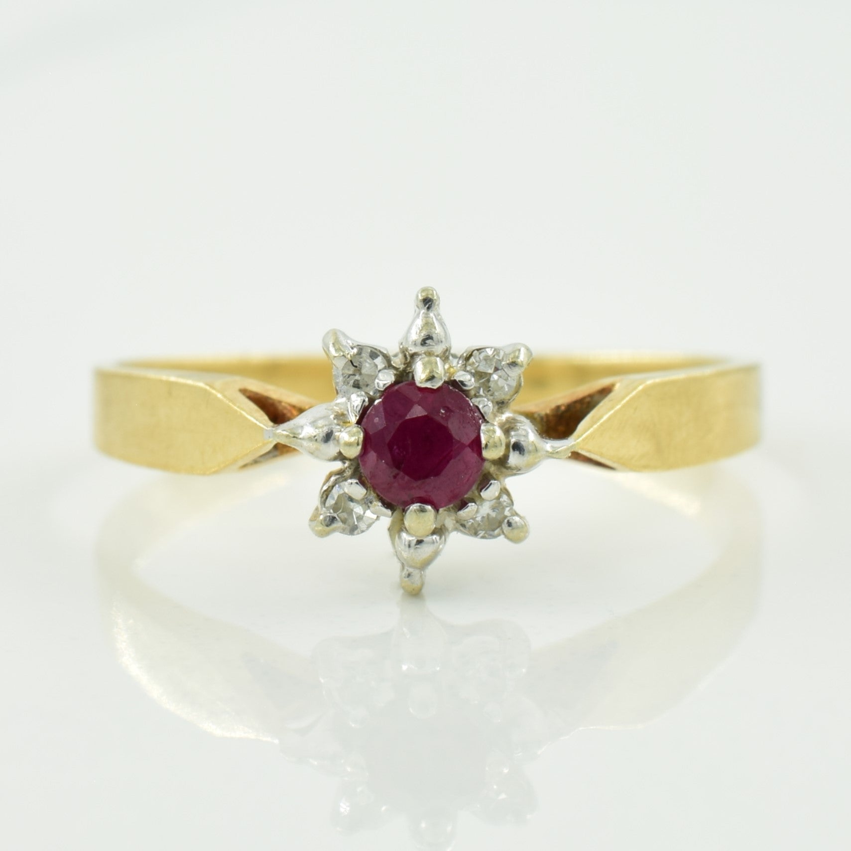 Ruby & Diamond Halo Ring | 0.13ct, 0.03ctw | SZ 5.25 |