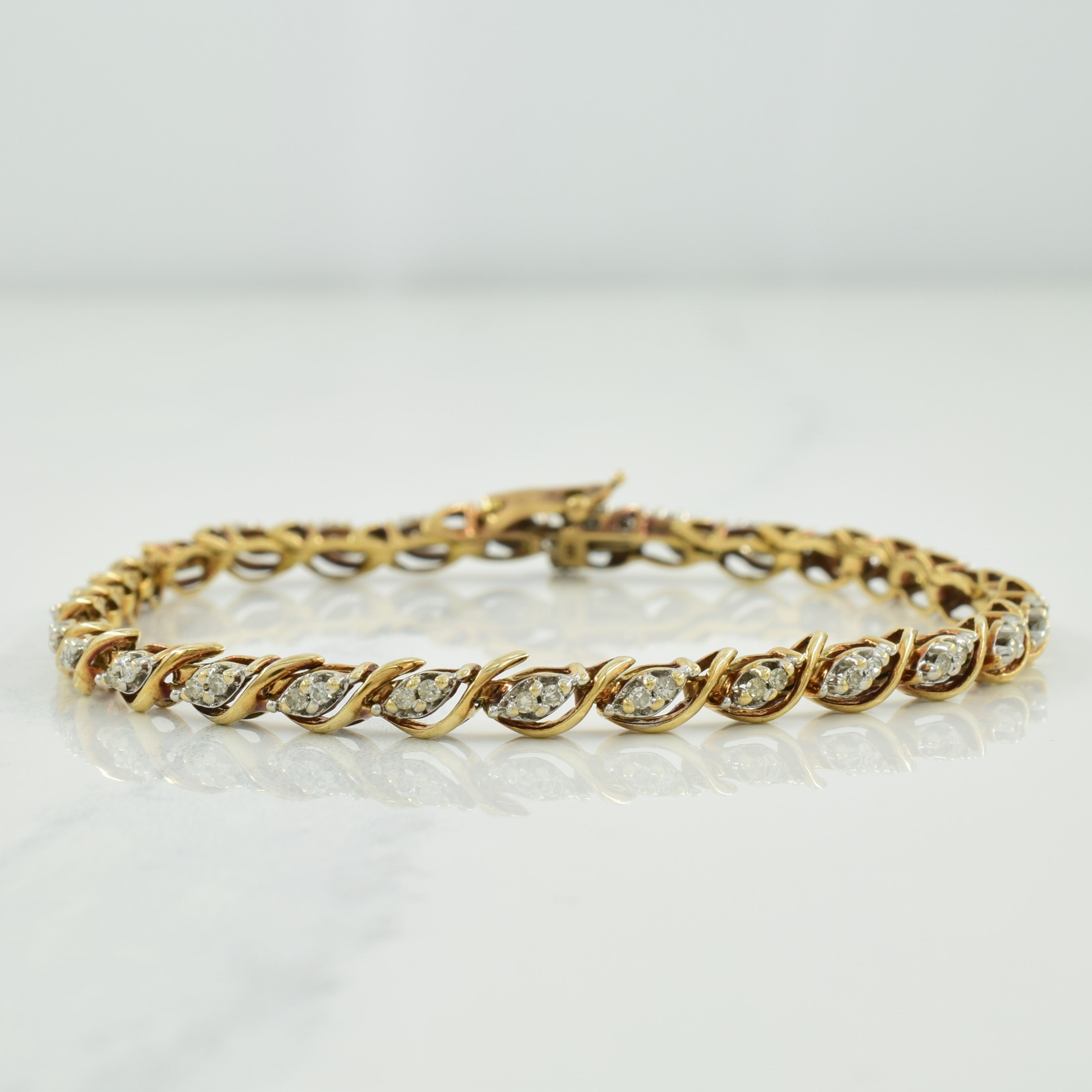 10k Yellow Gold Diamond Bracelet | 0.54ctw | 7.25" |