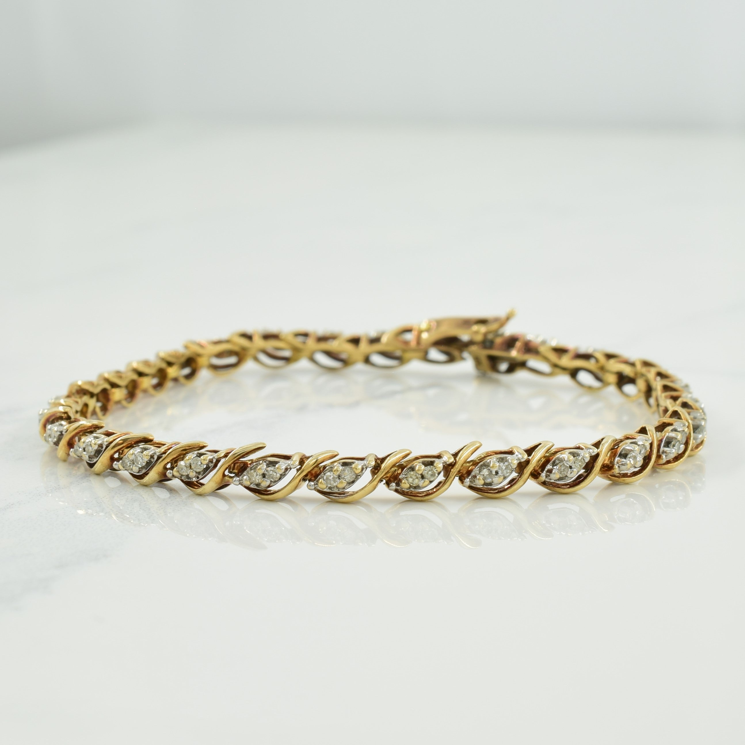 10k Yellow Gold Diamond Bracelet | 0.54ctw | 7.25" |