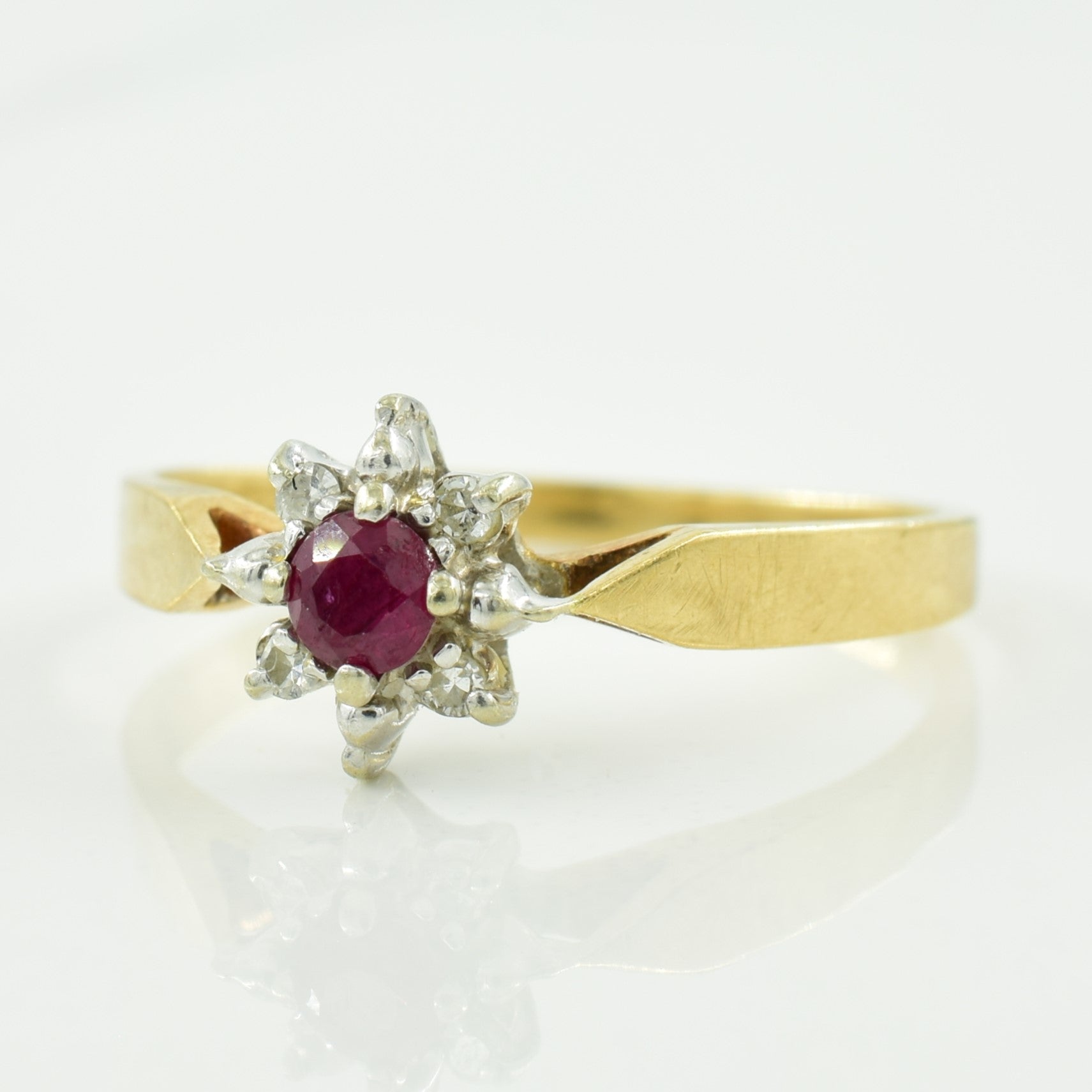 Ruby & Diamond Halo Ring | 0.13ct, 0.03ctw | SZ 5.25 |