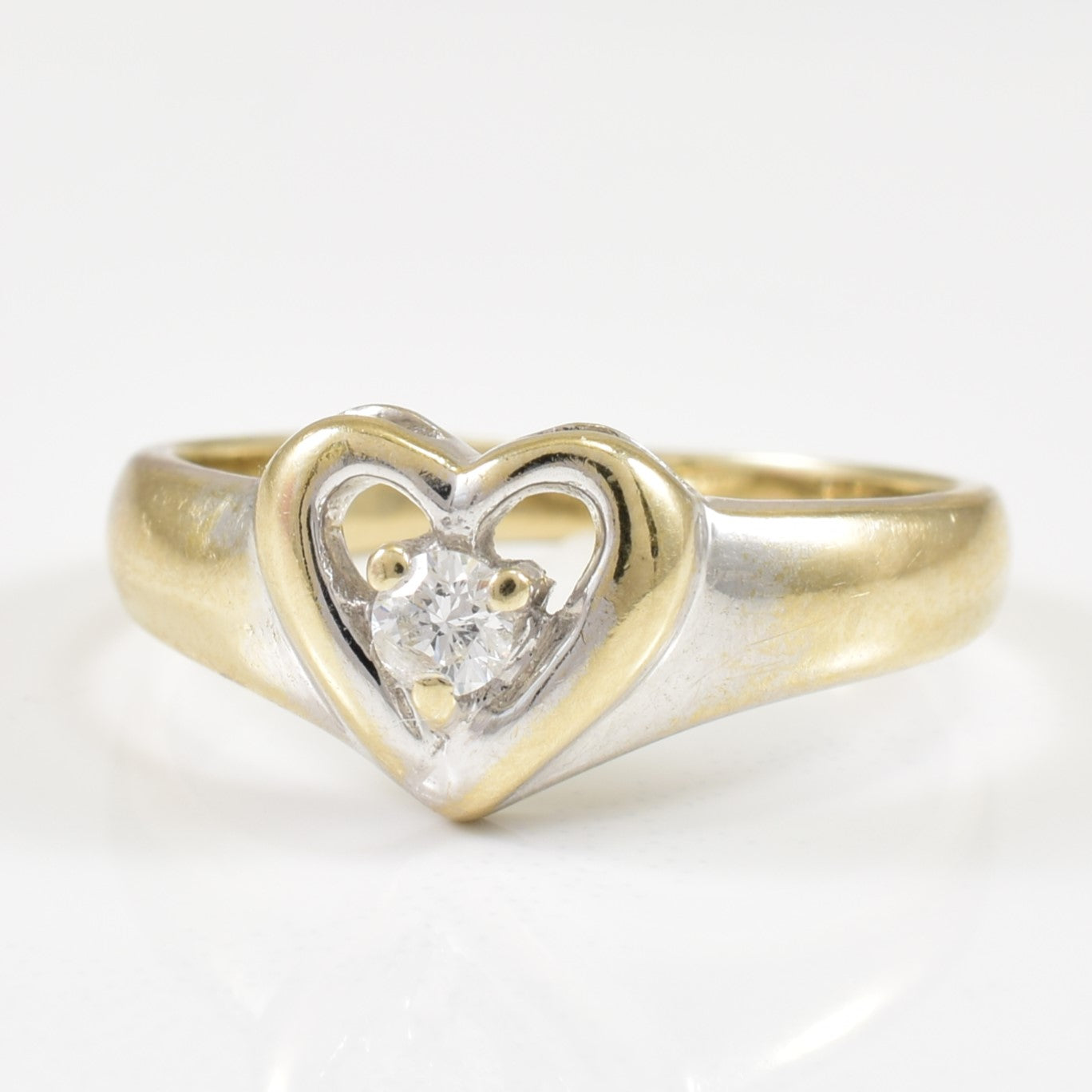 Solitaire Diamond Heart Ring | 0.07ct | SZ 5.25 |
