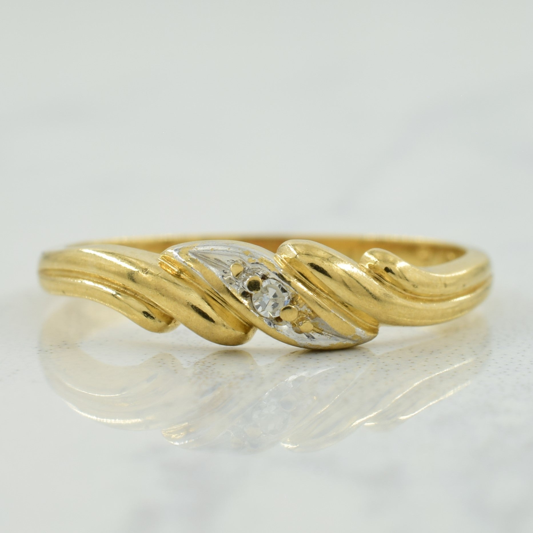 Solitaire Diamond Bypass Ring | 0.02ct | SZ 5.75 |
