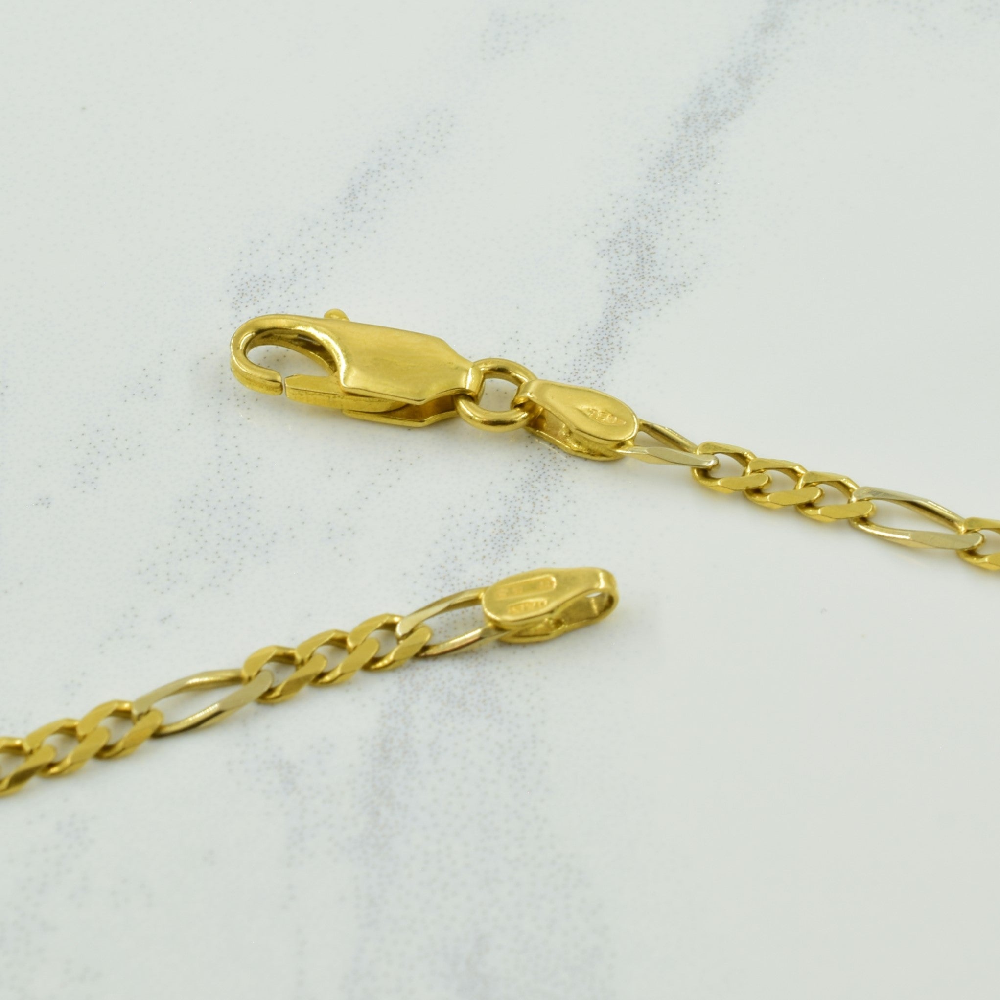 18k Yellow Gold Italian Hallmark Figaro Chain | 24.5" |