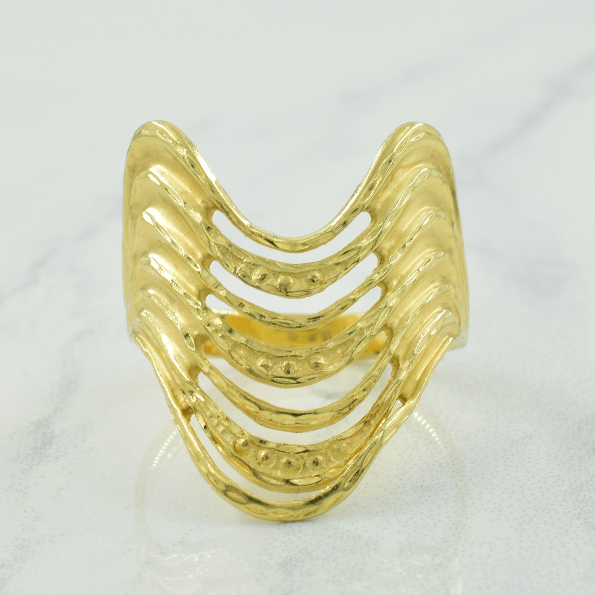 Bague cocktail Londres années 1990 en or jaune 14 carats | Taille 9,75 |
