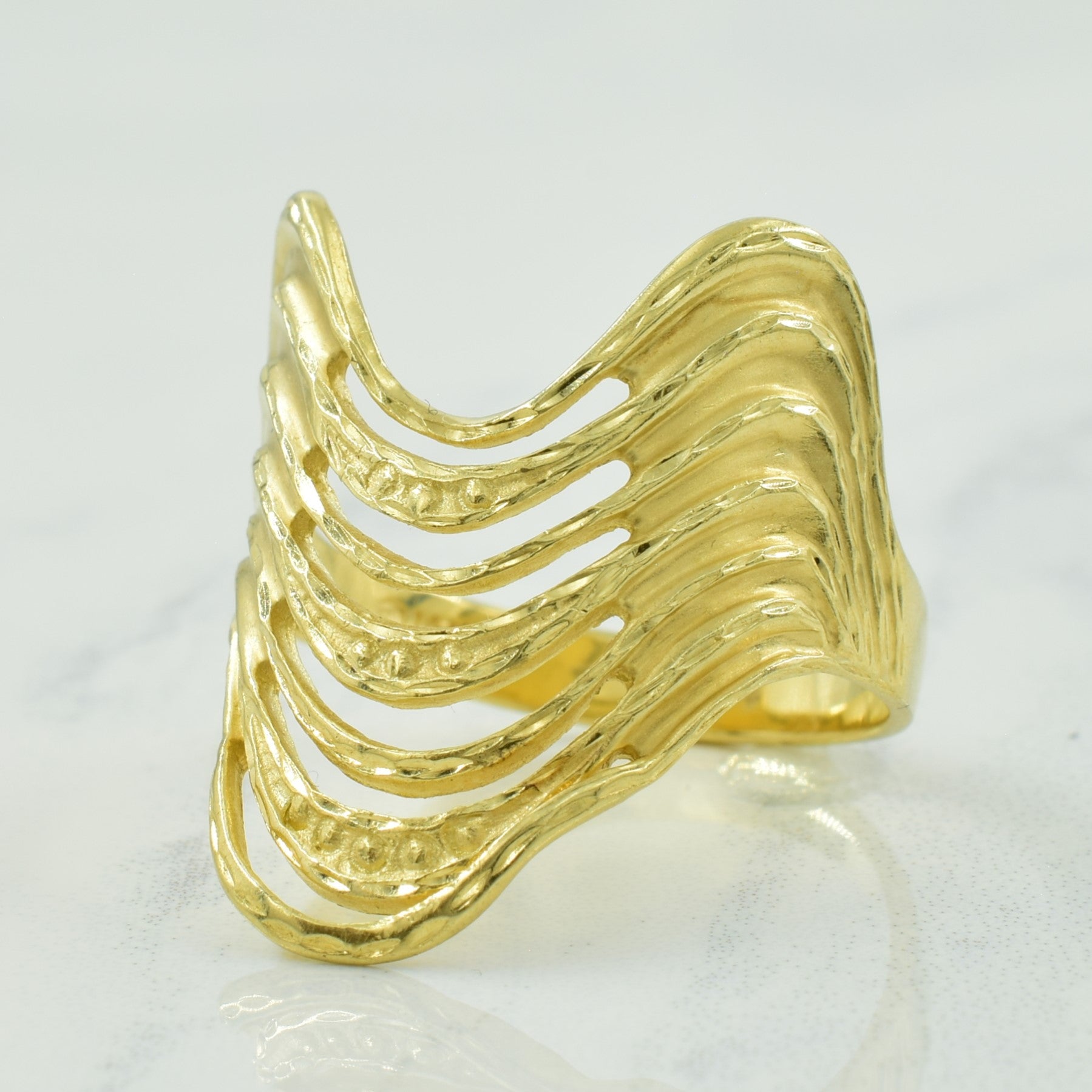1990s London 14k Yellow Gold Cocktail Ring | SZ 9.75 |