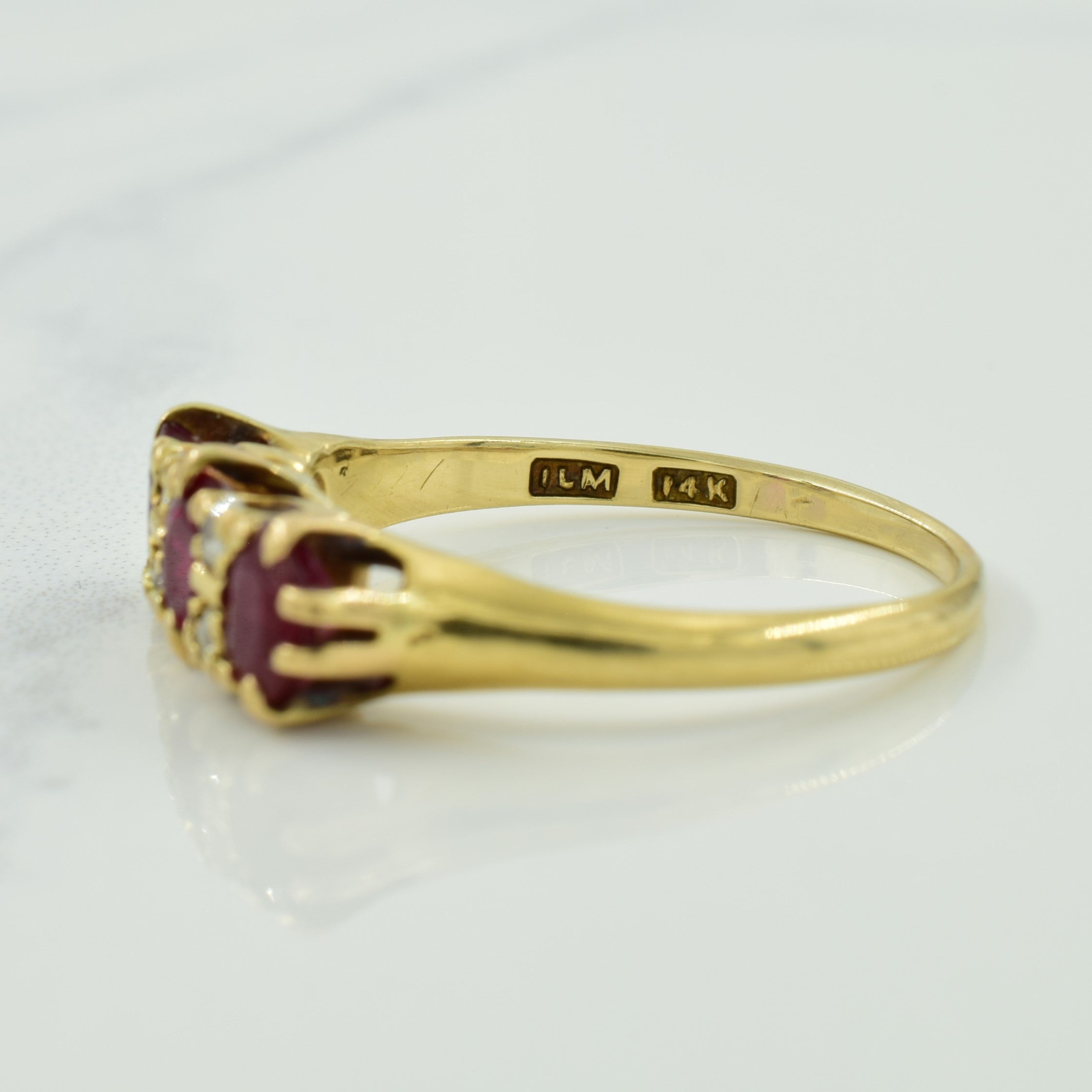 Synthetic Ruby & Diamond Ring | 0.75ctw, 0.08ctw | SZ 7.75 |
