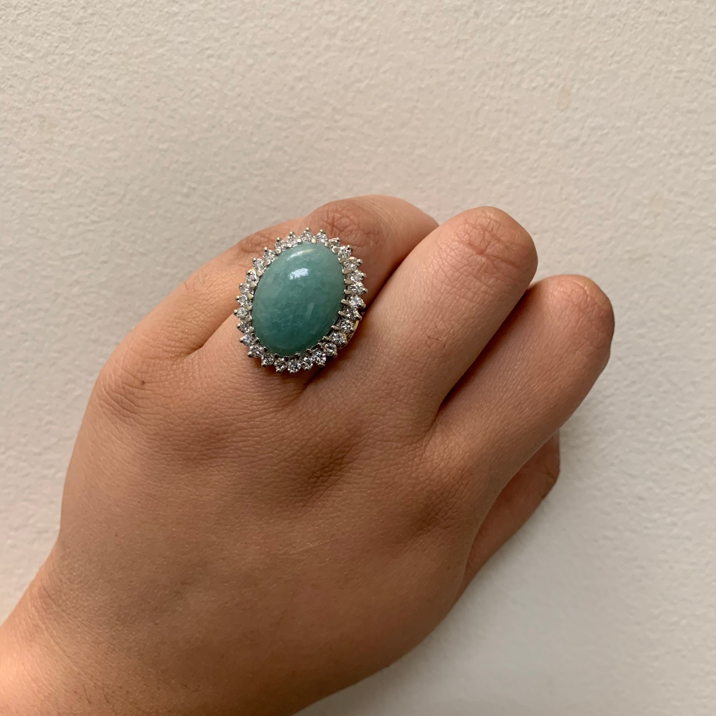 Jadeite & Diamond Cocktail Ring | 14.00ct, 1.26ctw | SZ 8.25 |