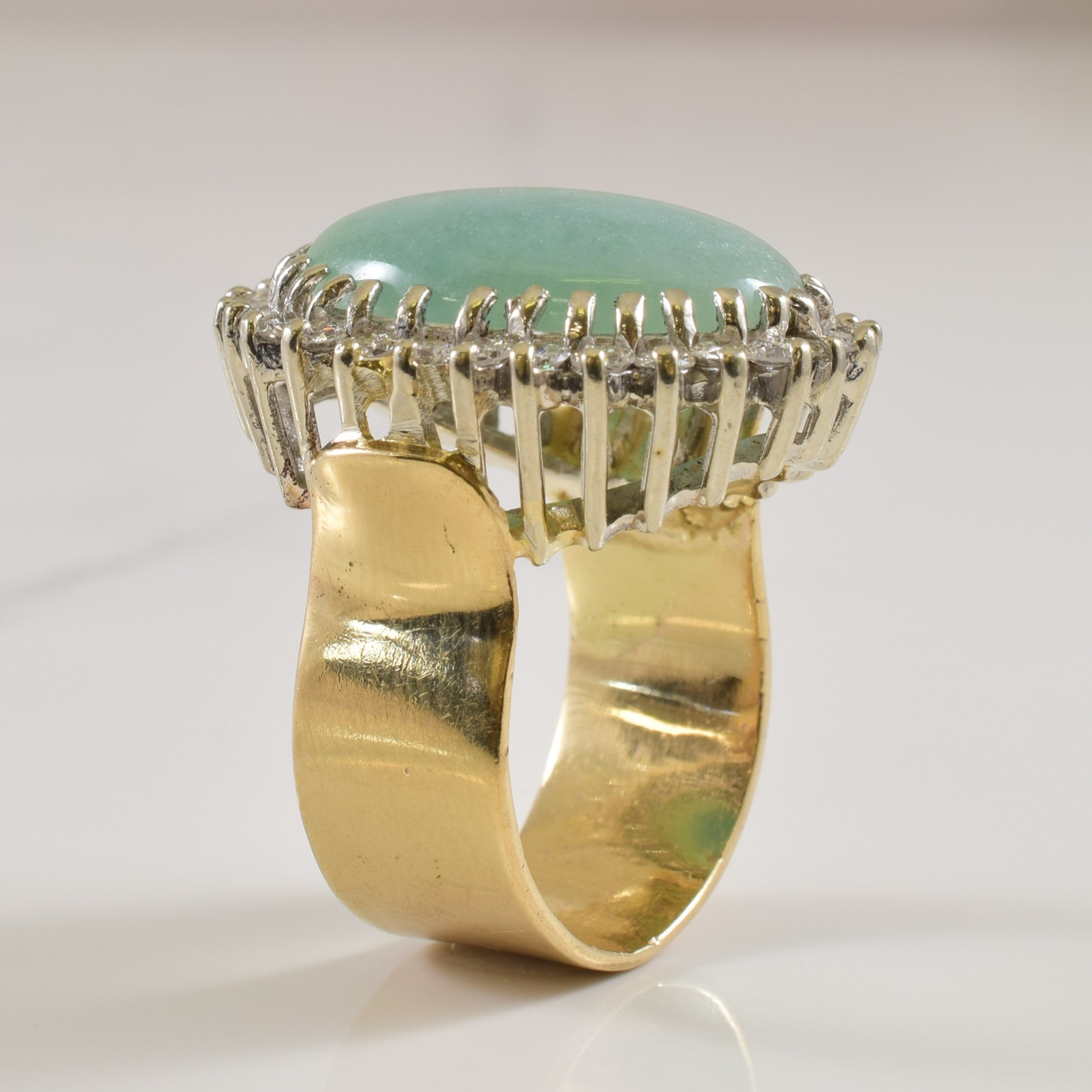 Jadeite & Diamond Cocktail Ring | 14.00ct, 1.26ctw | SZ 8.25 |