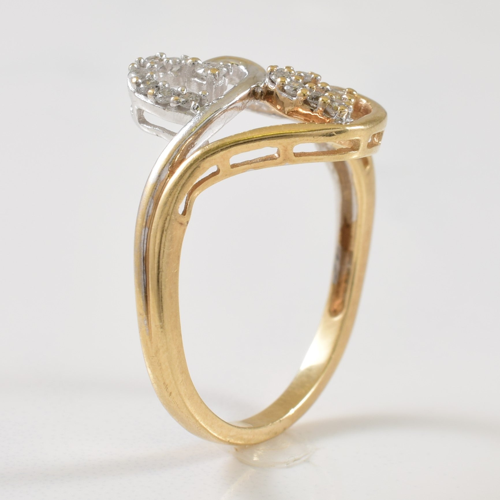 Two Tone Double Heart Diamond Ring | 0.15ctw | SZ 6.75 |