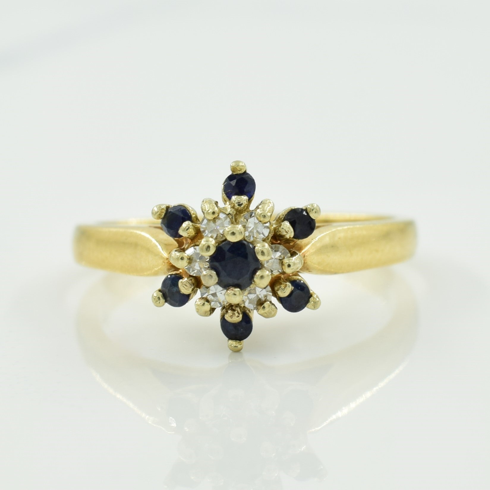 Blue Sapphire & Diamond Ring | 0.18ctw, 0.06ctw | SZ 3.5 |