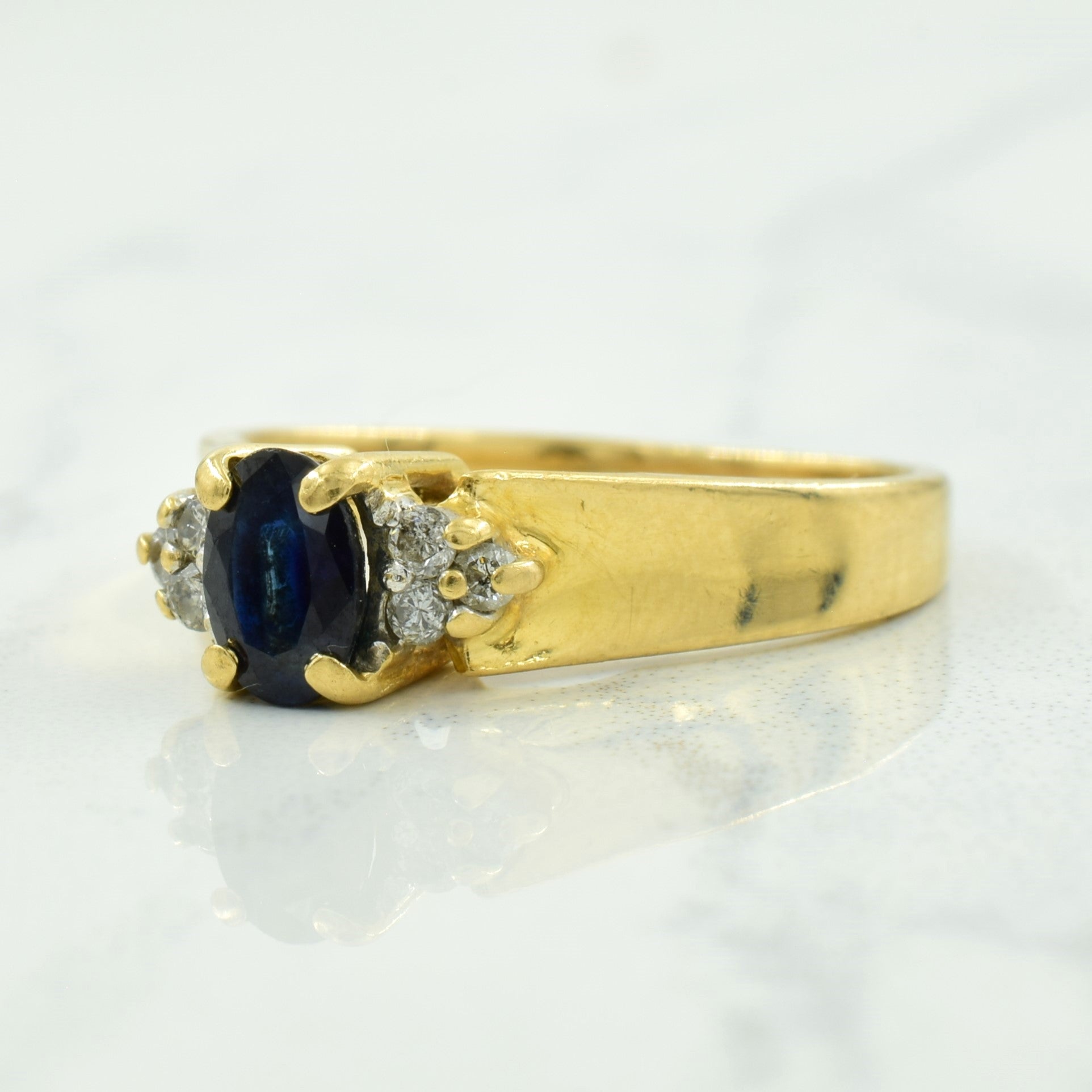 Blue Sapphire & Diamond Accent Ring | 0.50ct, 0.15ctw | SZ 6.25 |