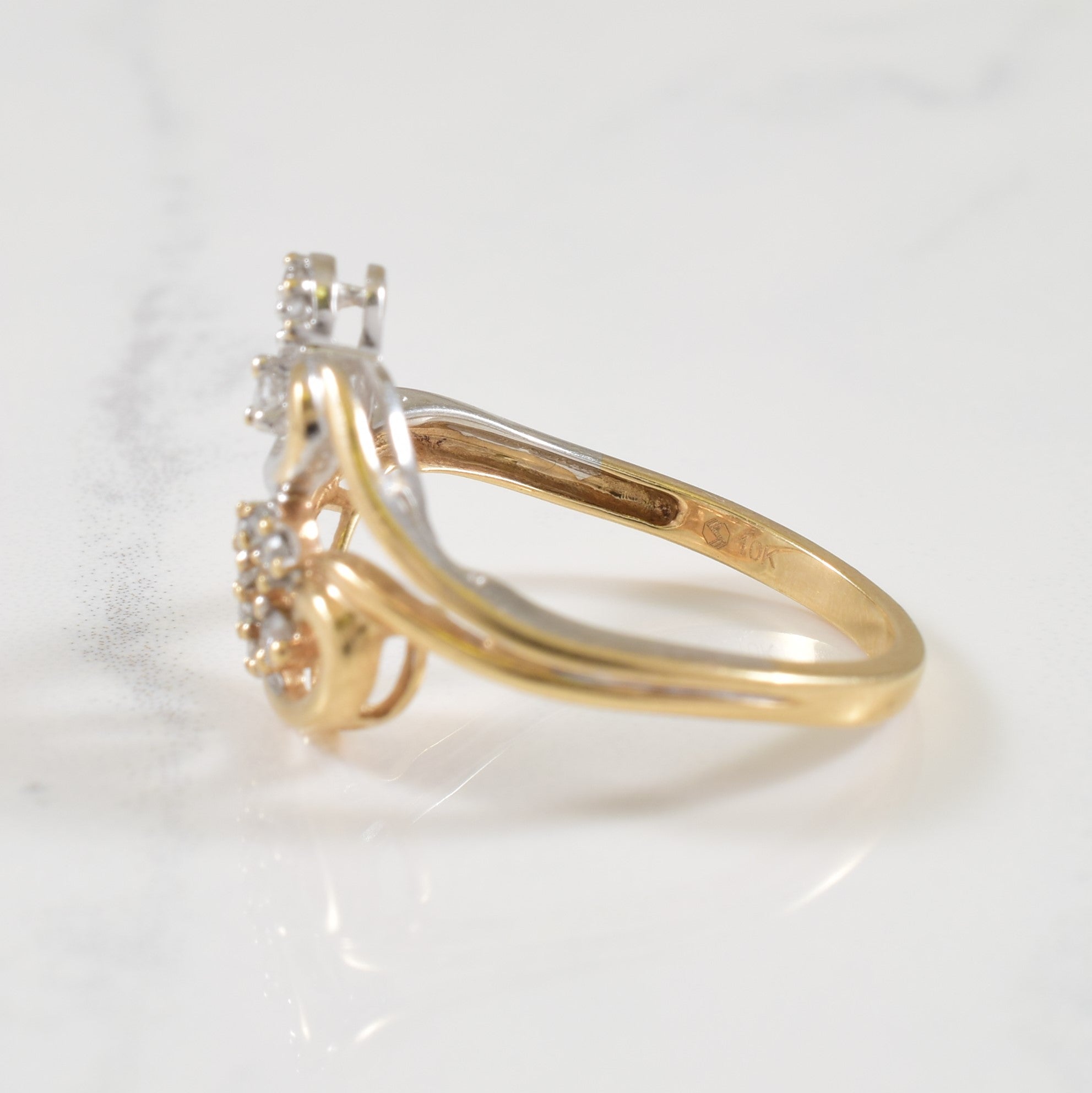 Two Tone Double Heart Diamond Ring | 0.15ctw | SZ 6.75 |