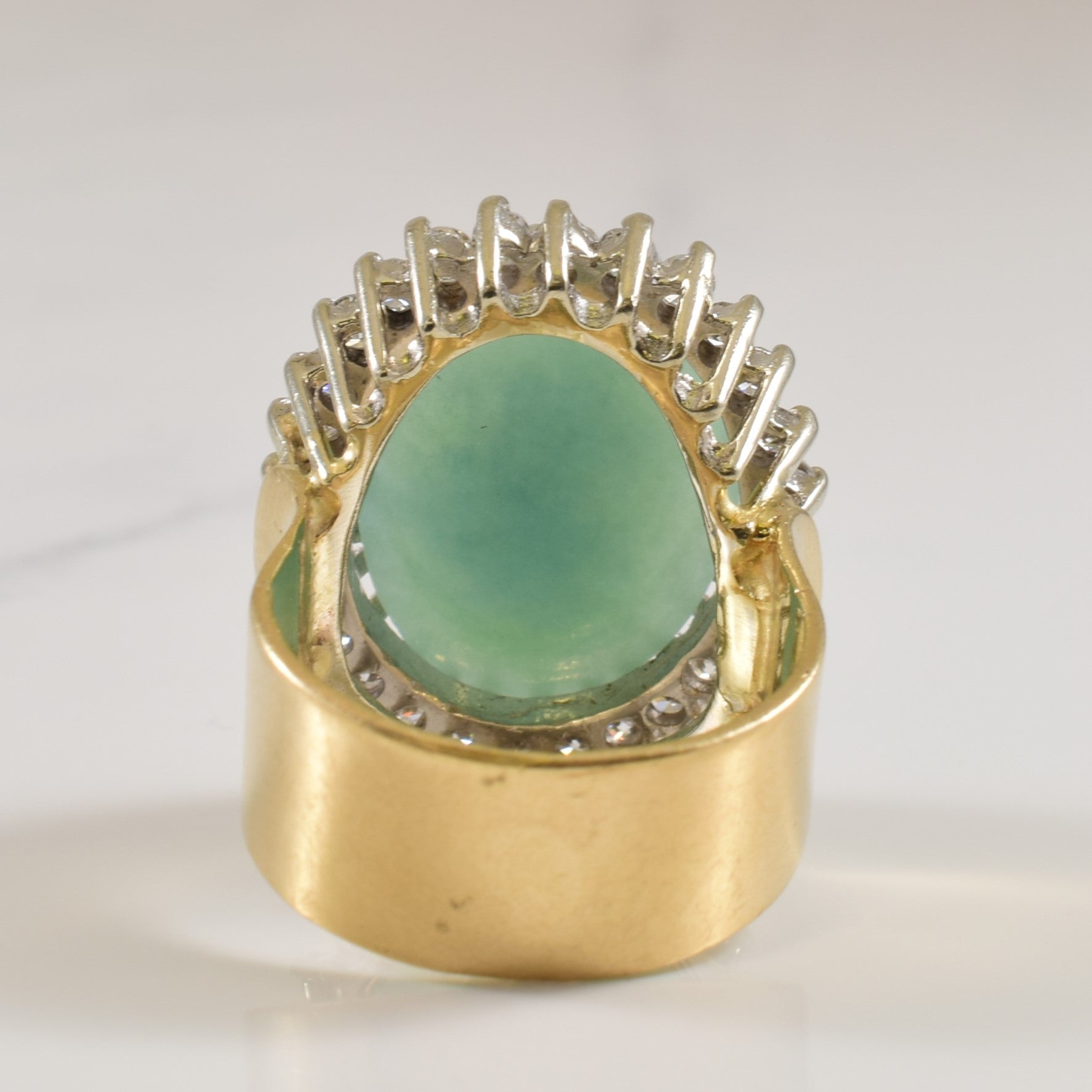 Jadeite & Diamond Cocktail Ring | 14.00ct, 1.26ctw | SZ 8.25 |