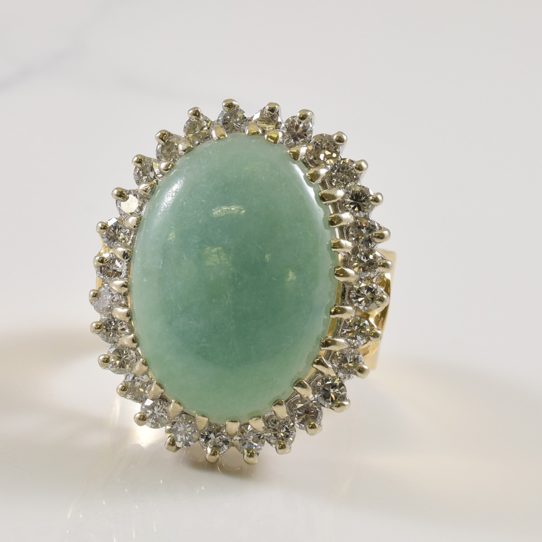 Jadeite & Diamond Cocktail Ring | 14.00ct, 1.26ctw | SZ 8.25 |