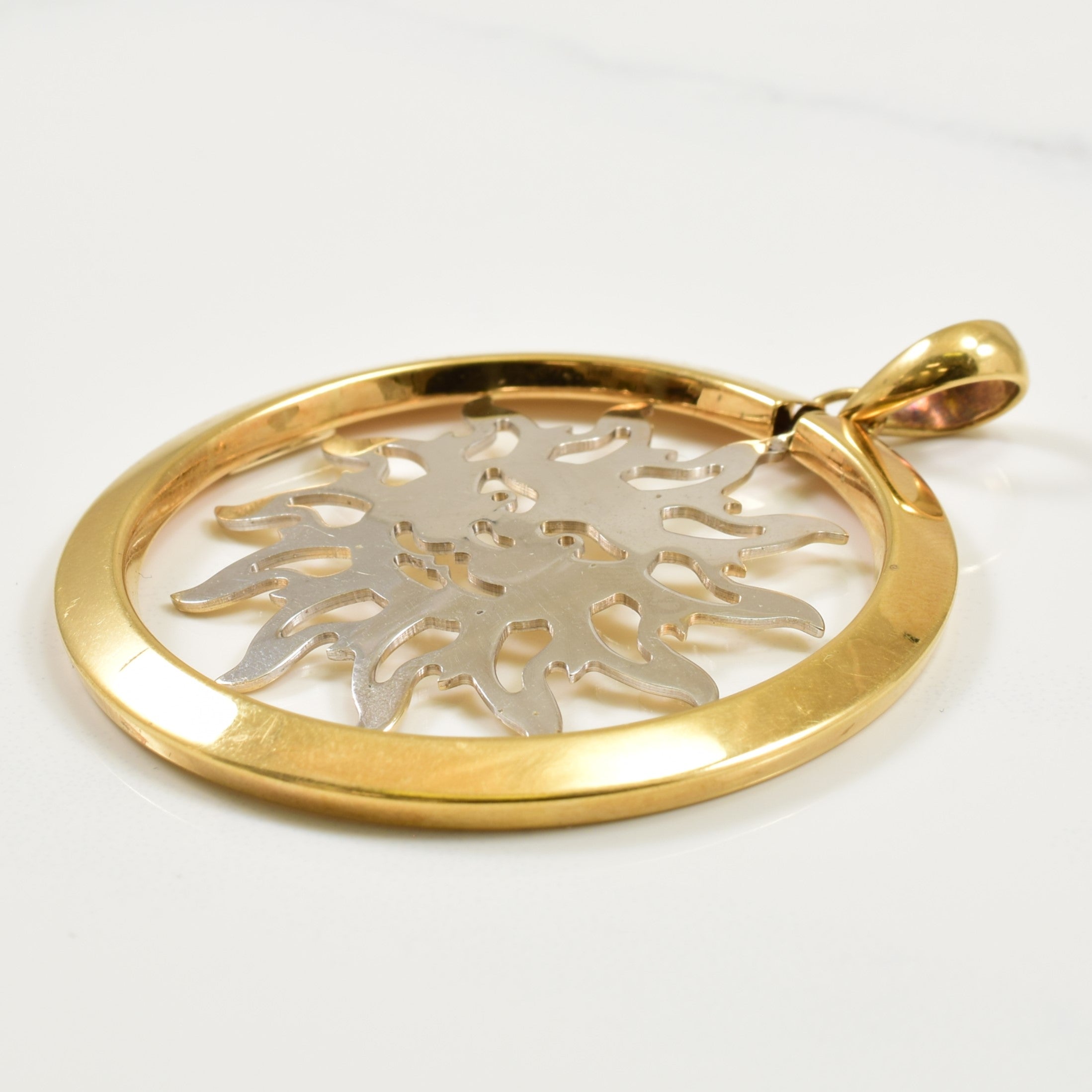 18k Two Tone Sun Pendant |
