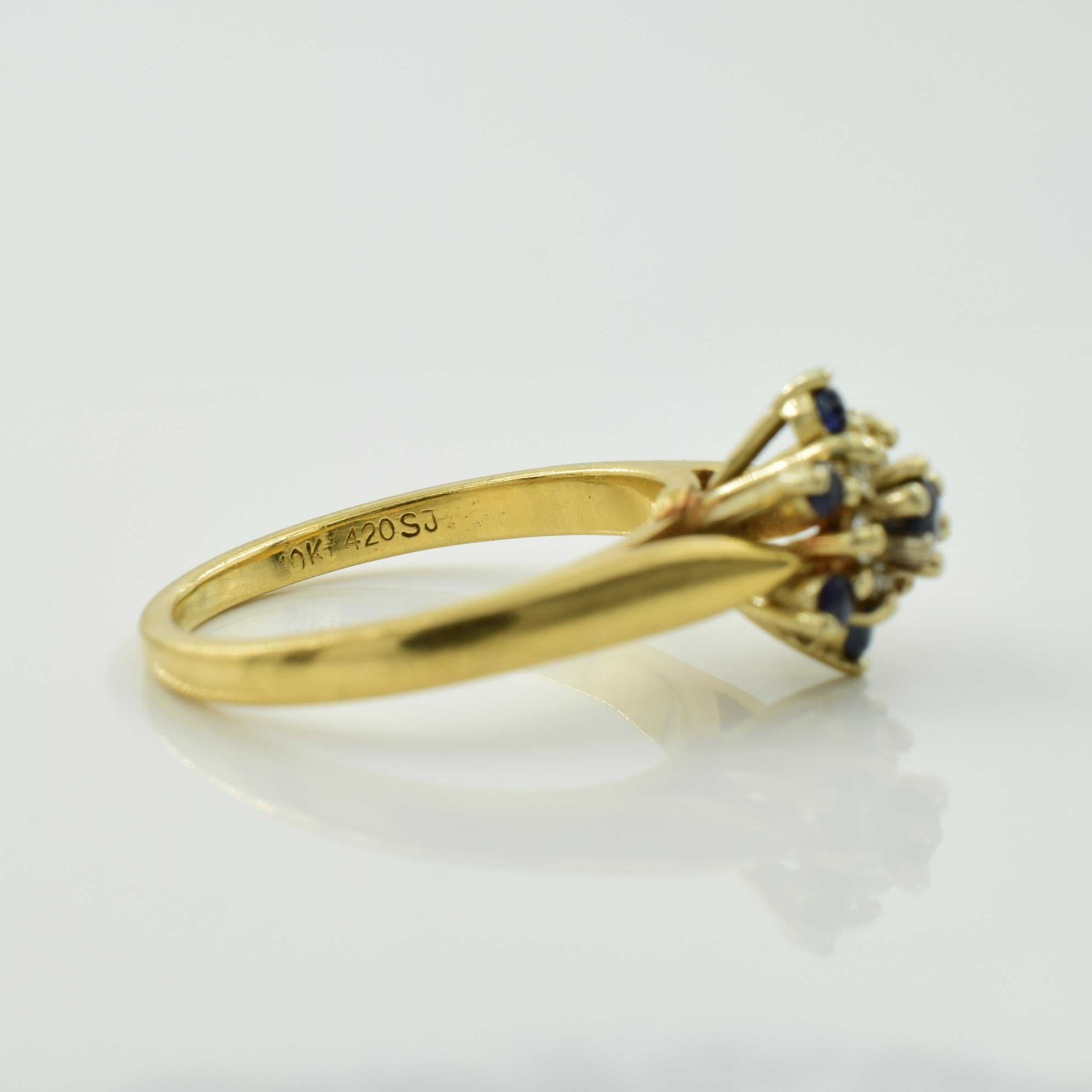Blue Sapphire & Diamond Ring | 0.18ctw, 0.06ctw | SZ 3.5 |
