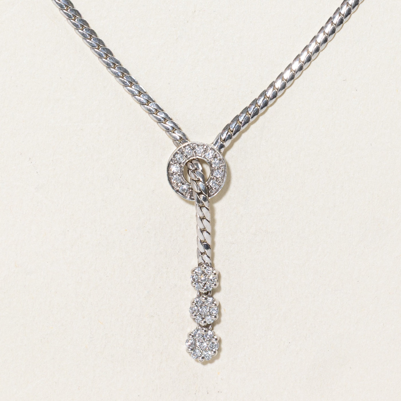 10k Diamond Clusters Adjustable Lariat Necklace | 18"