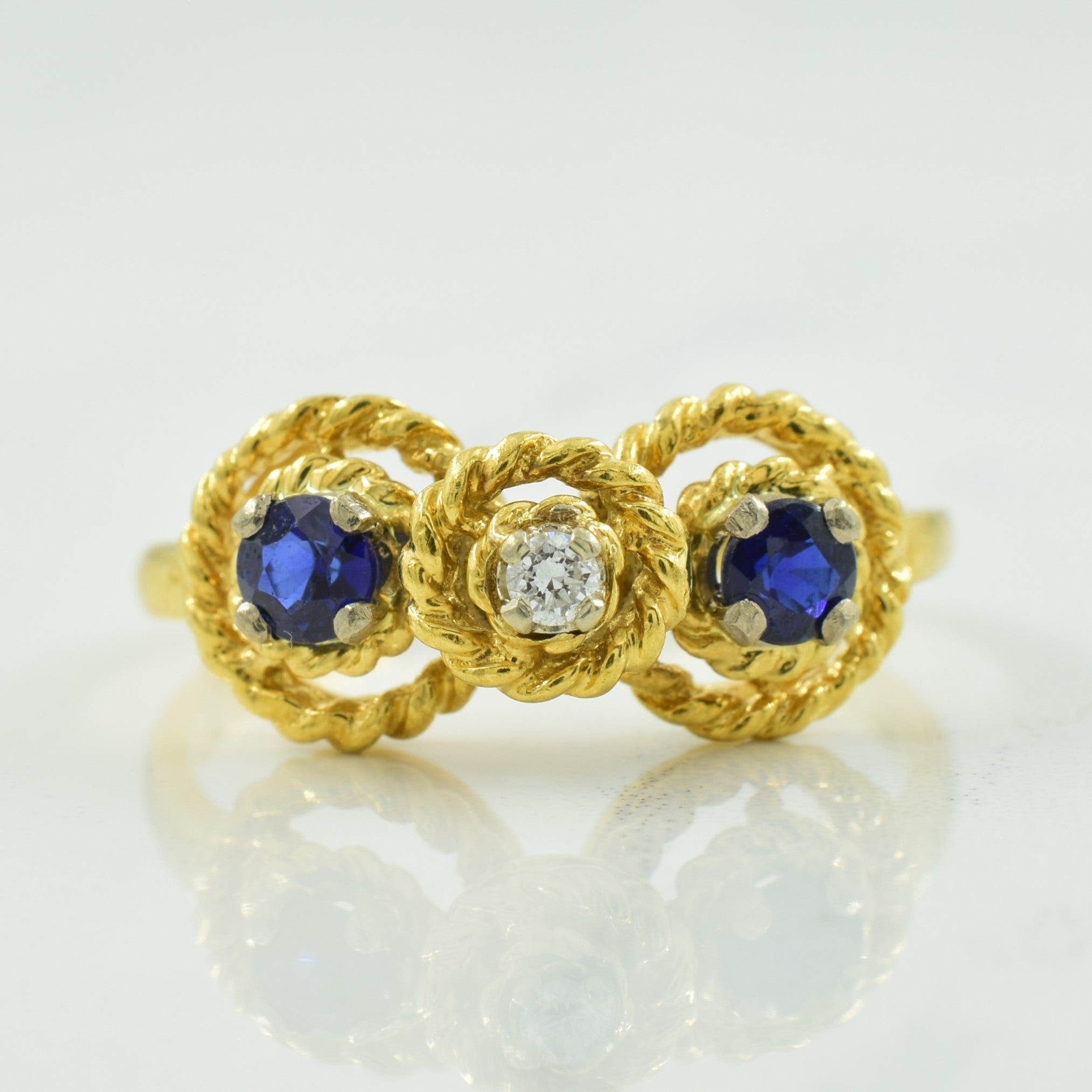 Blue Sapphire & Diamond Ring | 0.32ctw, 0.03ct | SZ 6 |