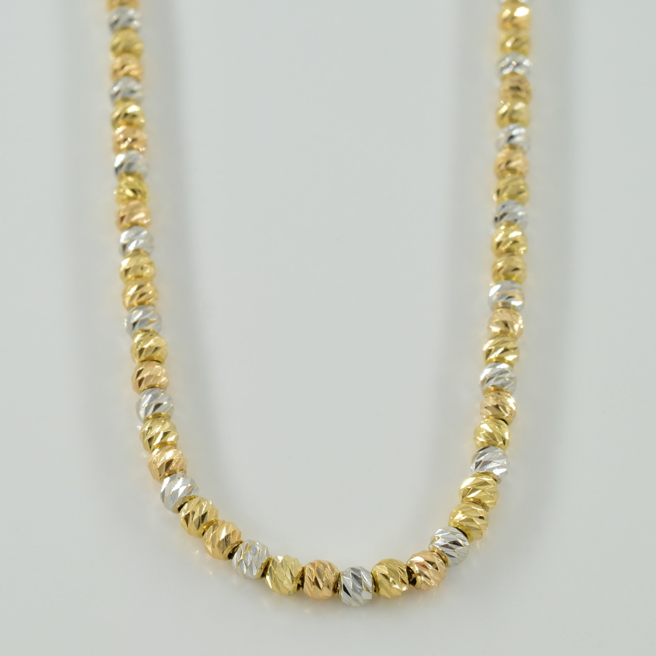 18k Tri Tone Gold Bead Chain | 16.25" |