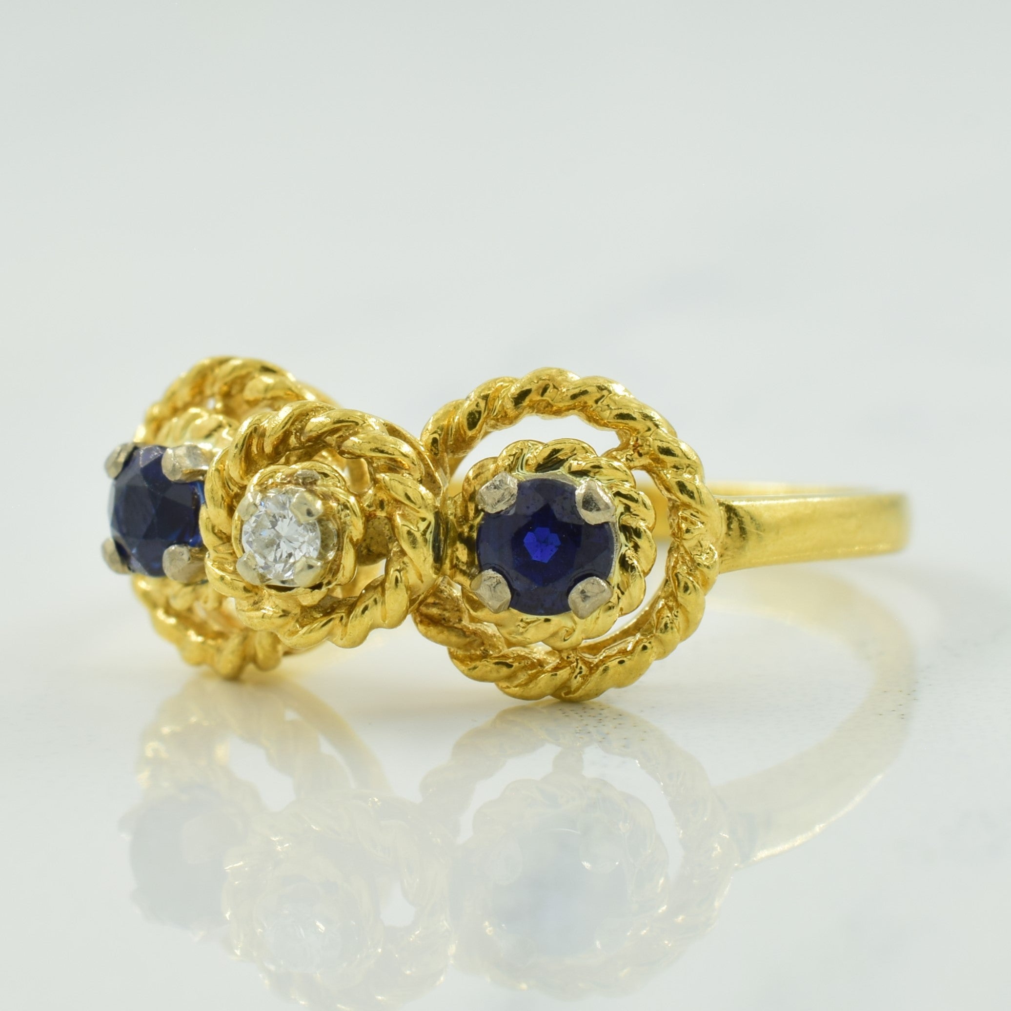 Blue Sapphire & Diamond Ring | 0.32ctw, 0.03ct | SZ 6 |