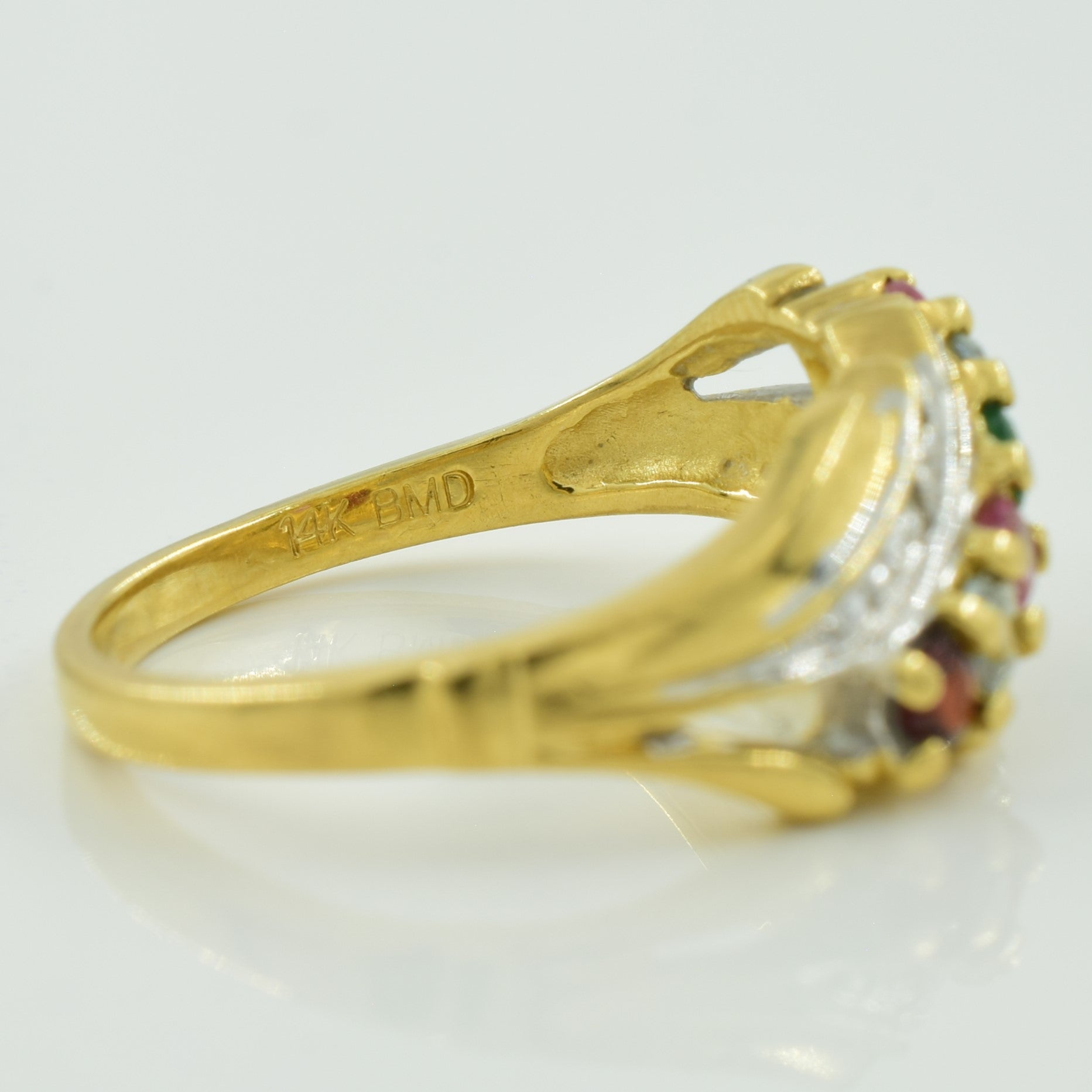 Multi Gem & Diamond Bypass Ring | 0.36ctw, 0.02ctw | SZ 5 |