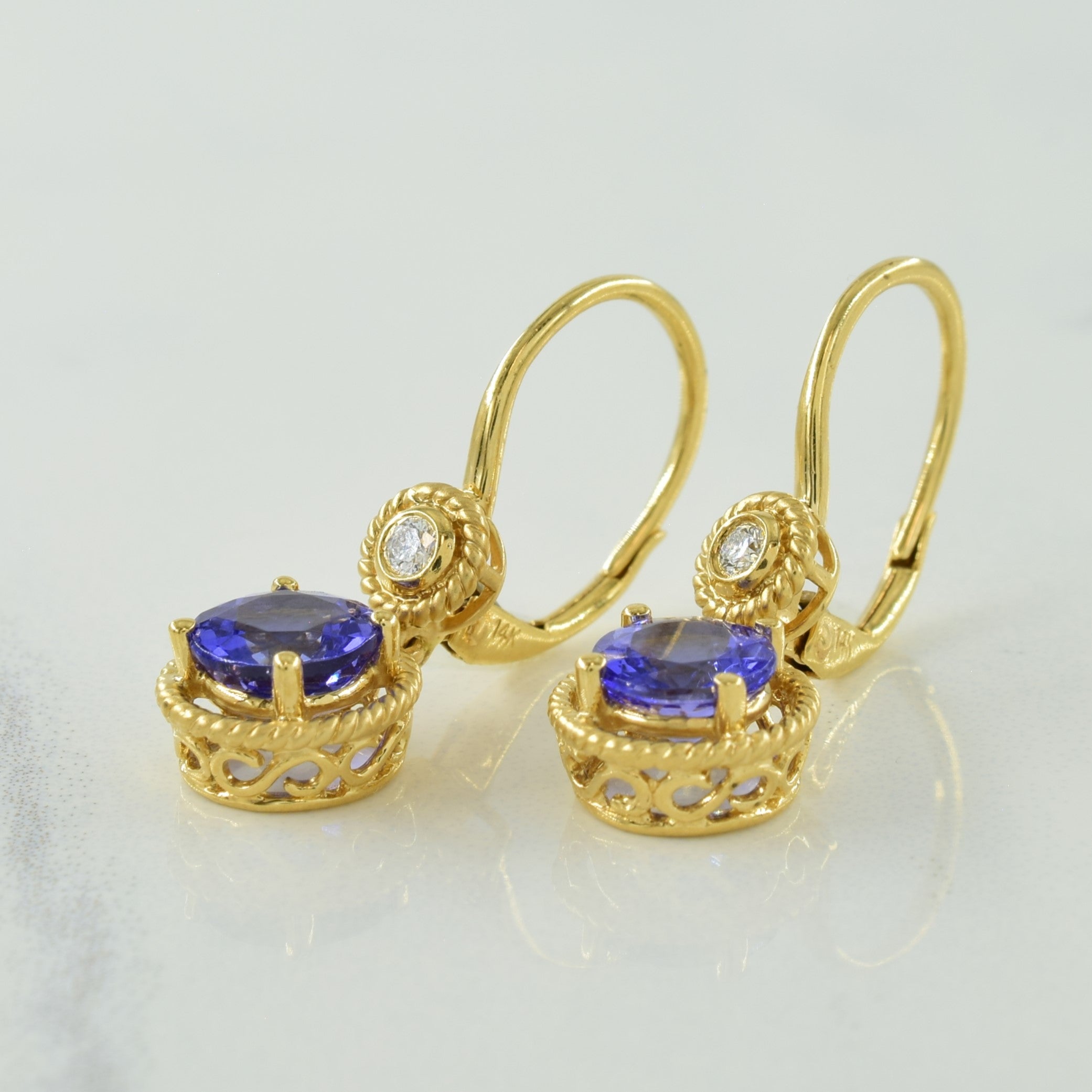 Tanzanite & Diamond Earrings | 1.50ctw, 0.06ctw |