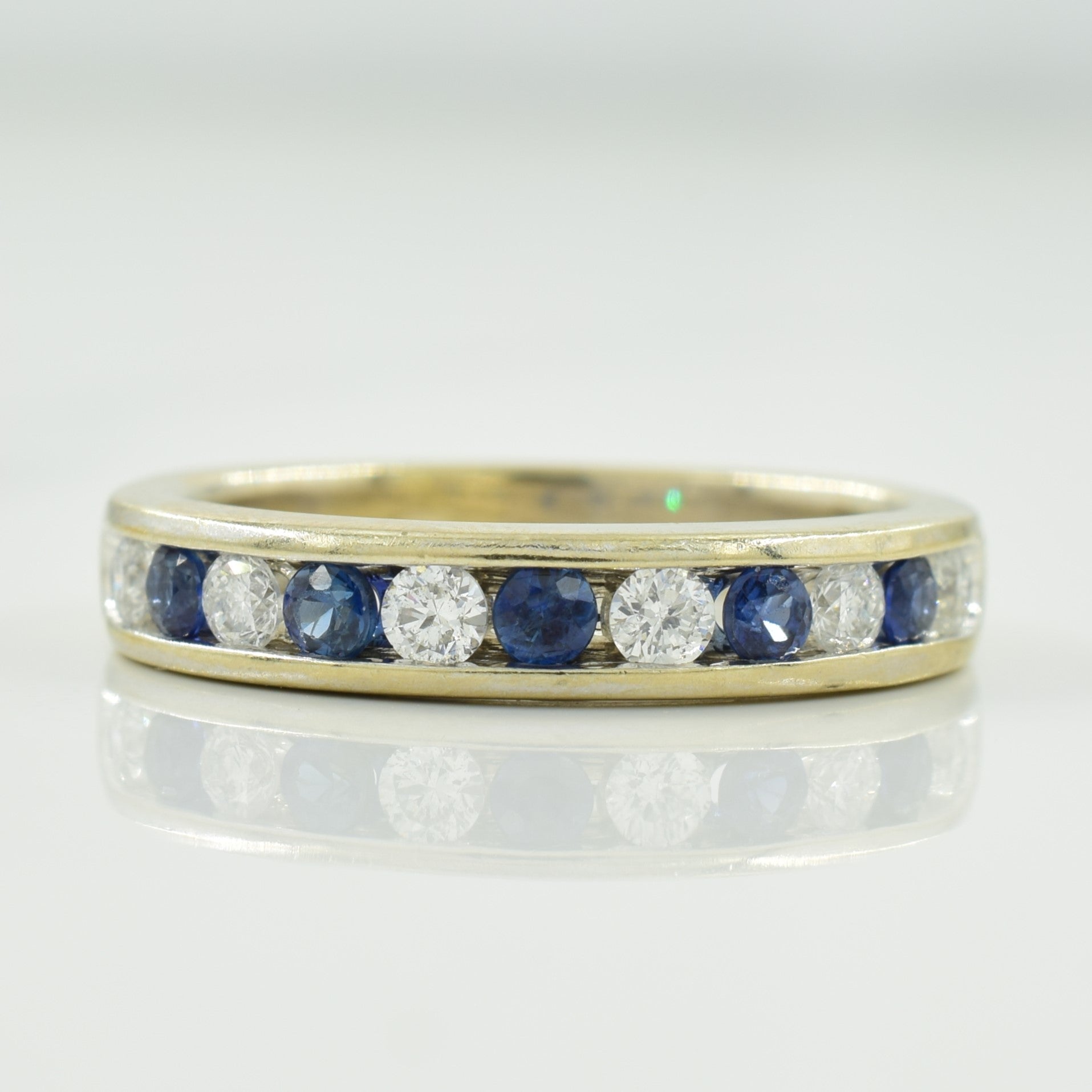 Channel Set Diamond & Blue Sapphire Ring | 0.28ctw, 0.25ctw | SZ 6 |