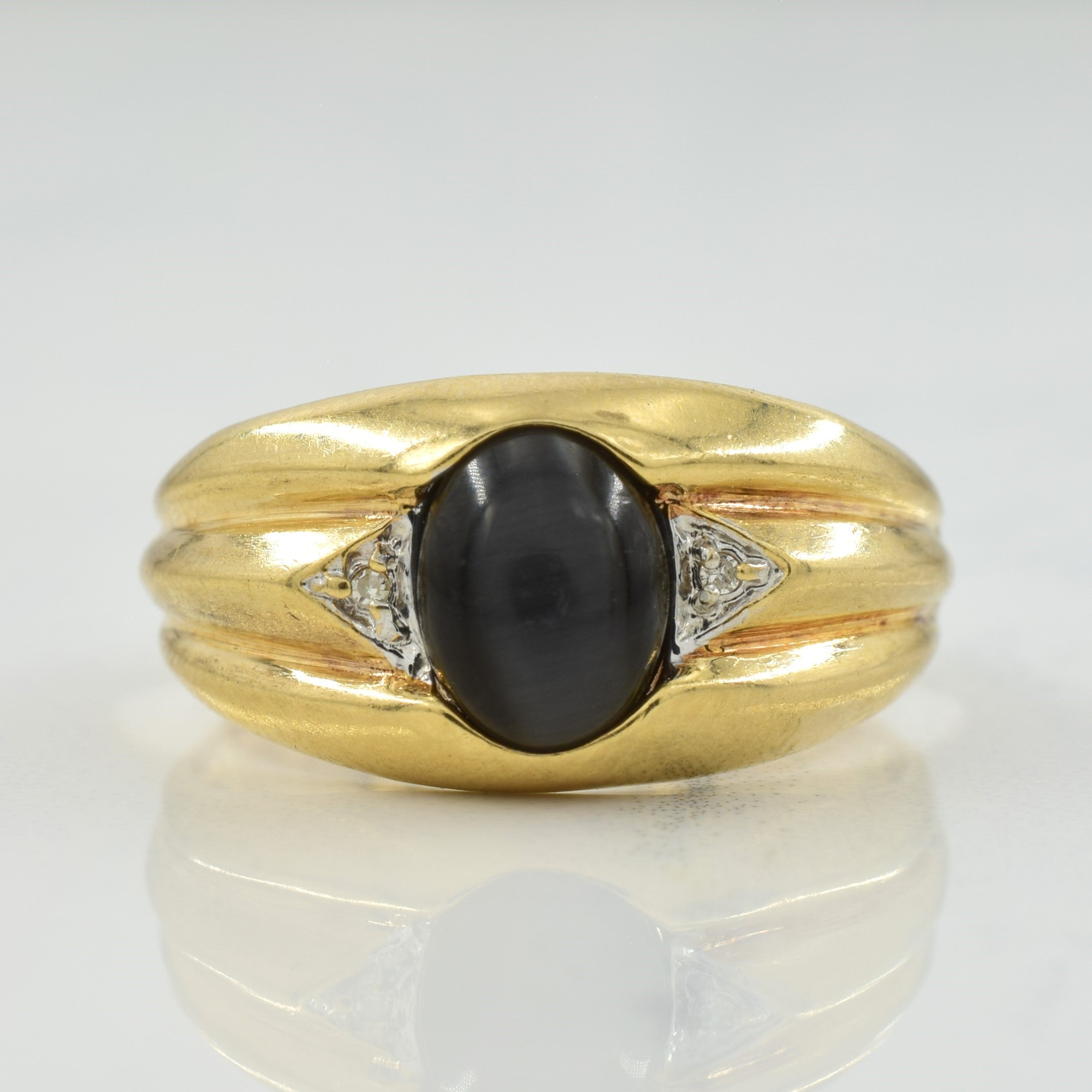 Hawk's Eye (Glass) & Diamond Ring | 1.50ct, 0.01ctw | SZ 8 |